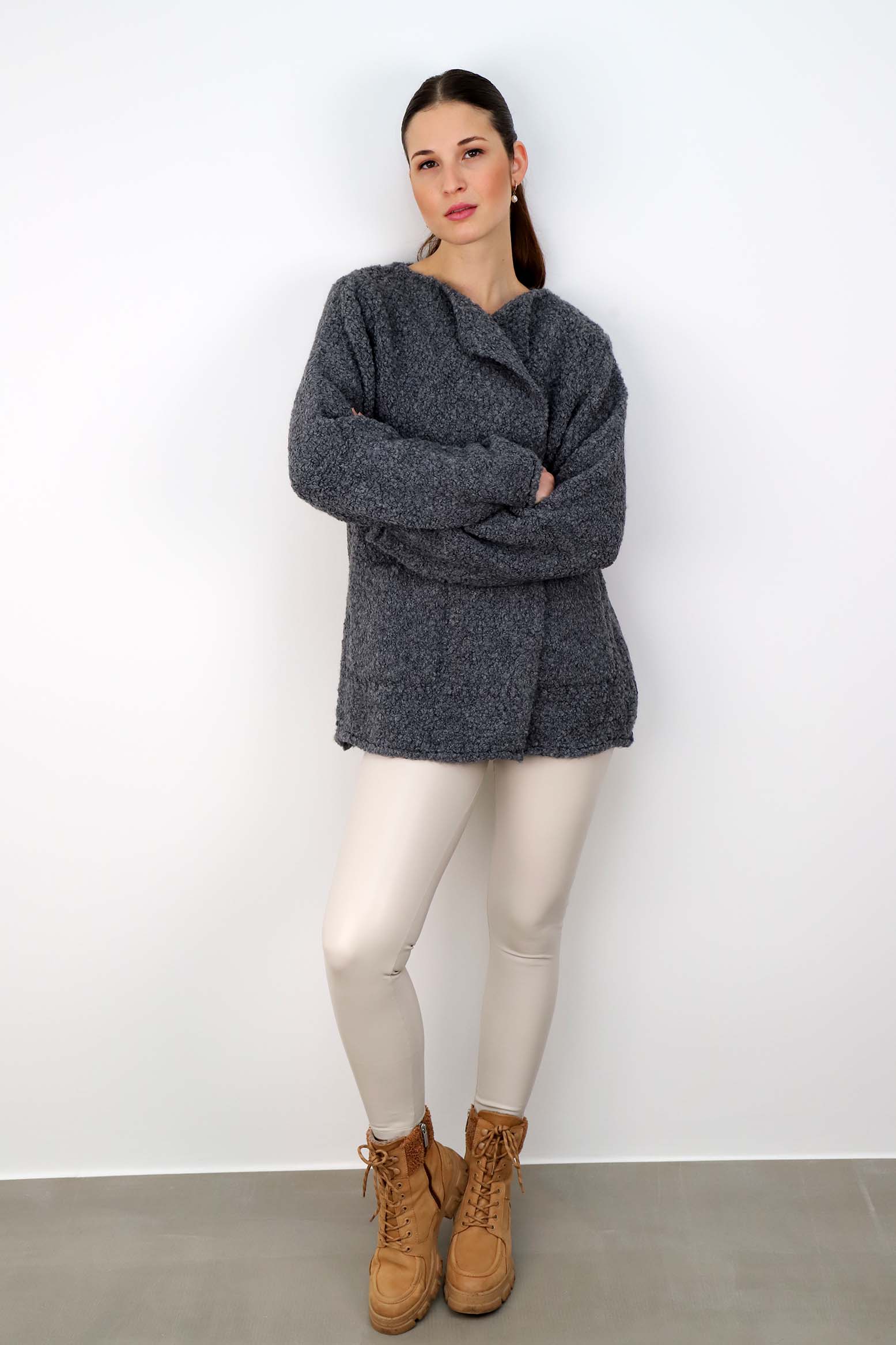Strickjacke "Bouclee" - Anthrazit