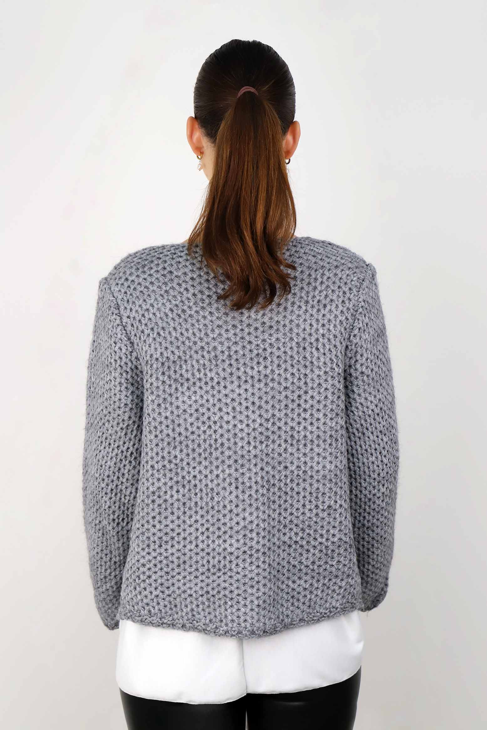 Selected Touch Kurze Strickjacke - Dunkelgrau