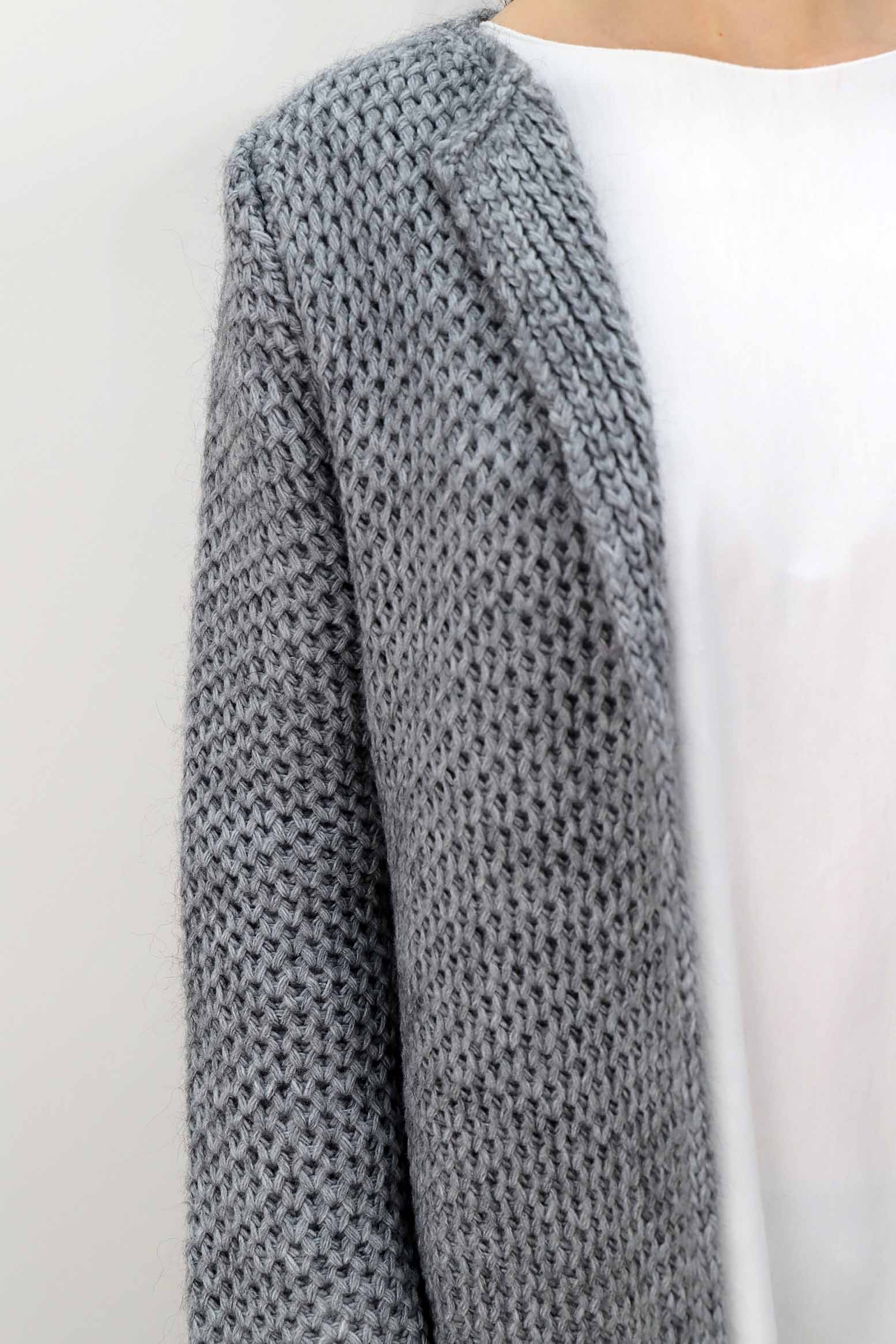Selected Touch Kurze Strickjacke - Dunkelgrau