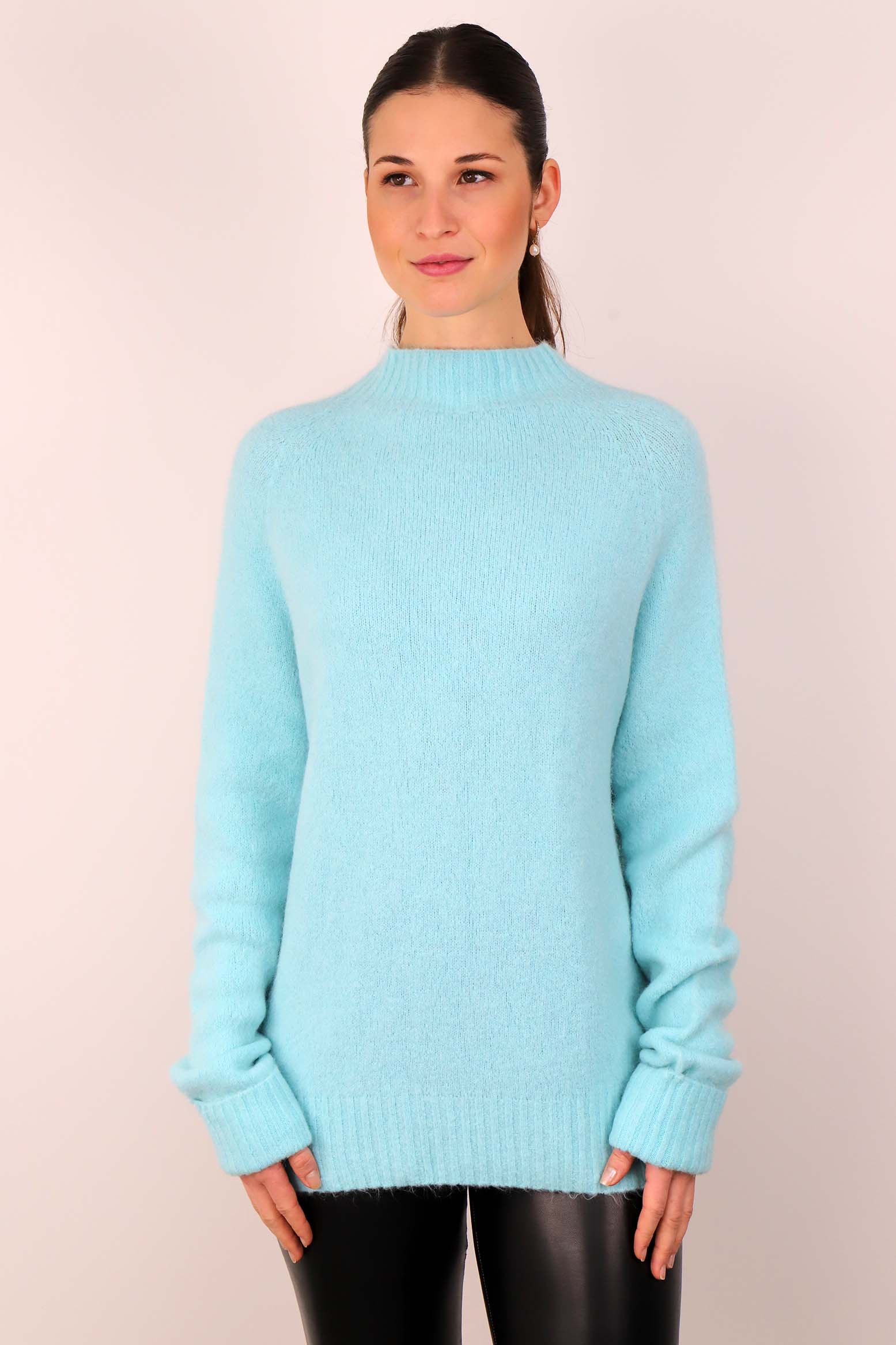 Strickpullover aus Alpaka und Wolle "Design" - Hellblau