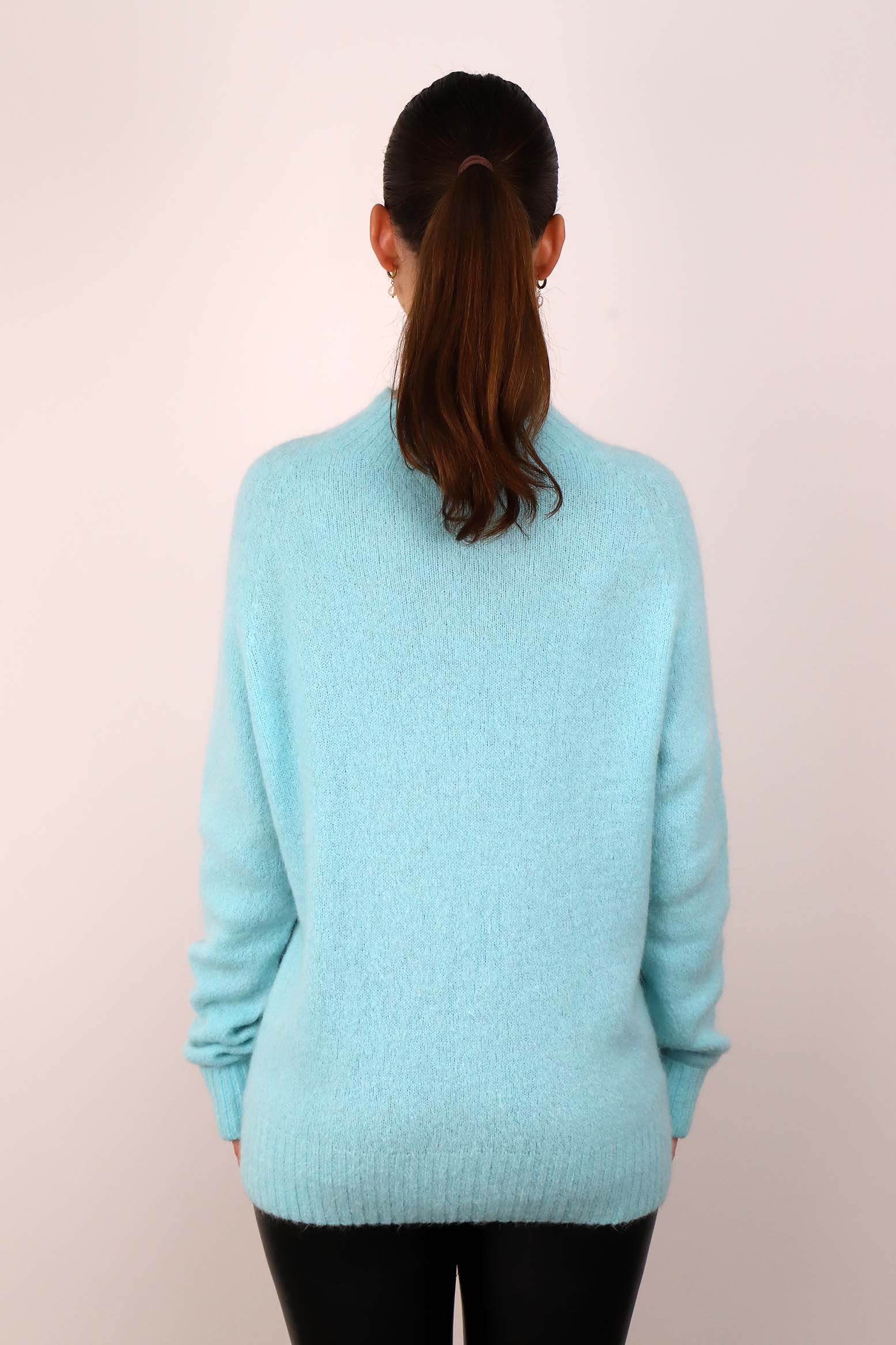 Strickpullover aus Alpaka und Wolle "Design" - Hellblau