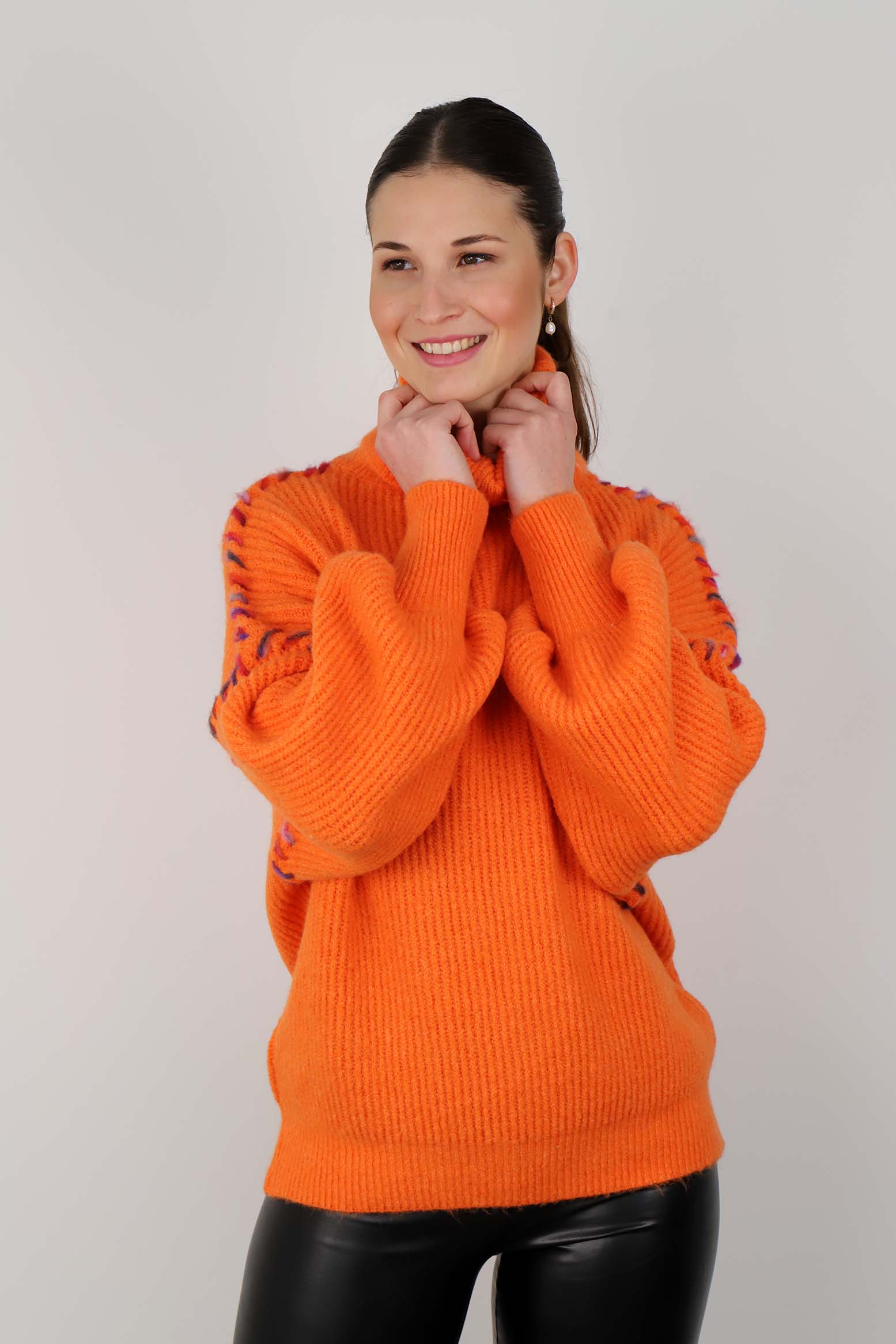 Pullover Rollkragen "Außennaht" - Orange