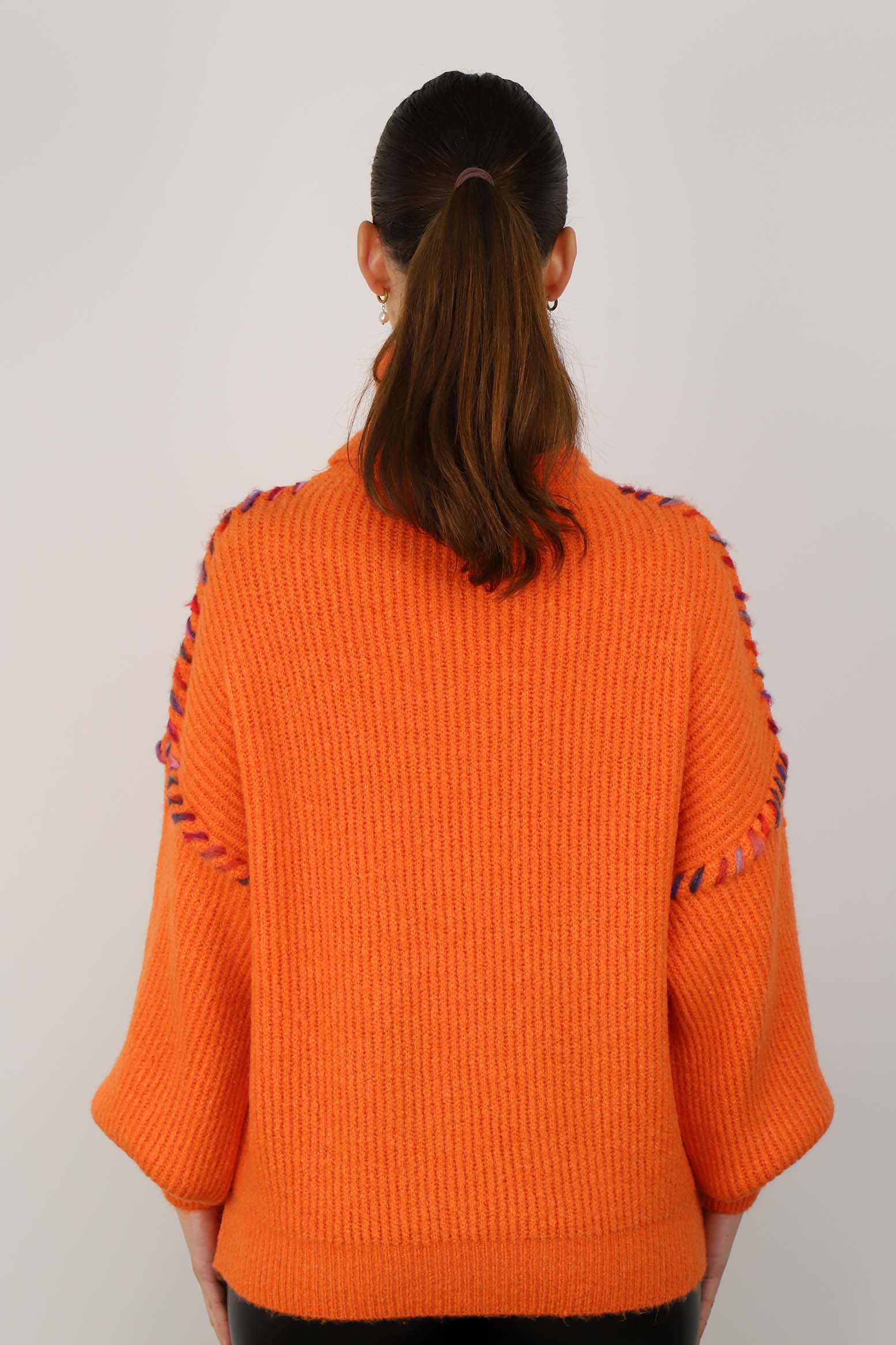 Pullover Rollkragen "Außennaht" - Orange