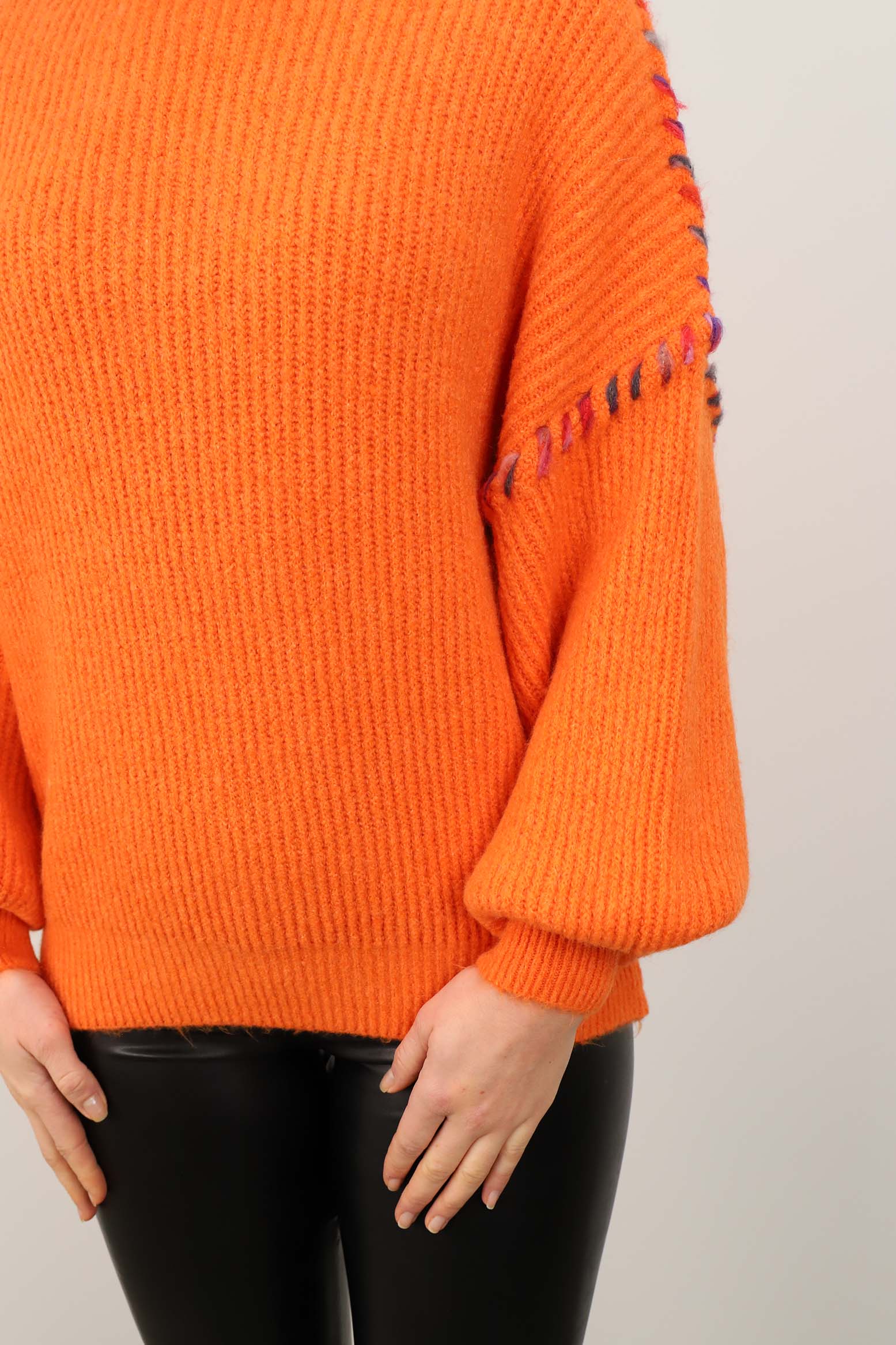 Pullover Rollkragen "Außennaht" - Orange