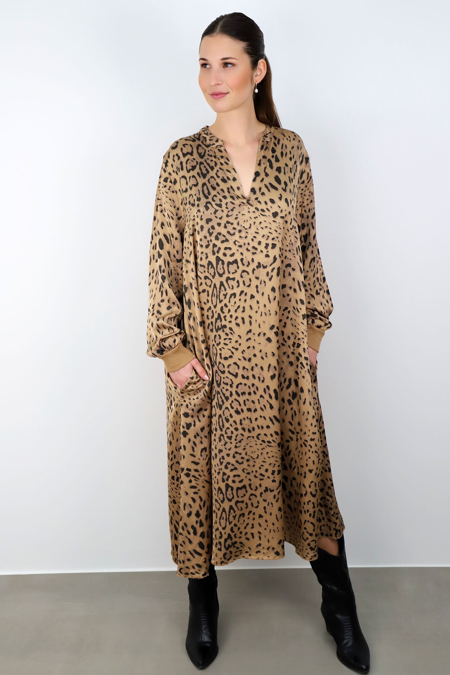 Seiden-Kleid "Leo" - Camel