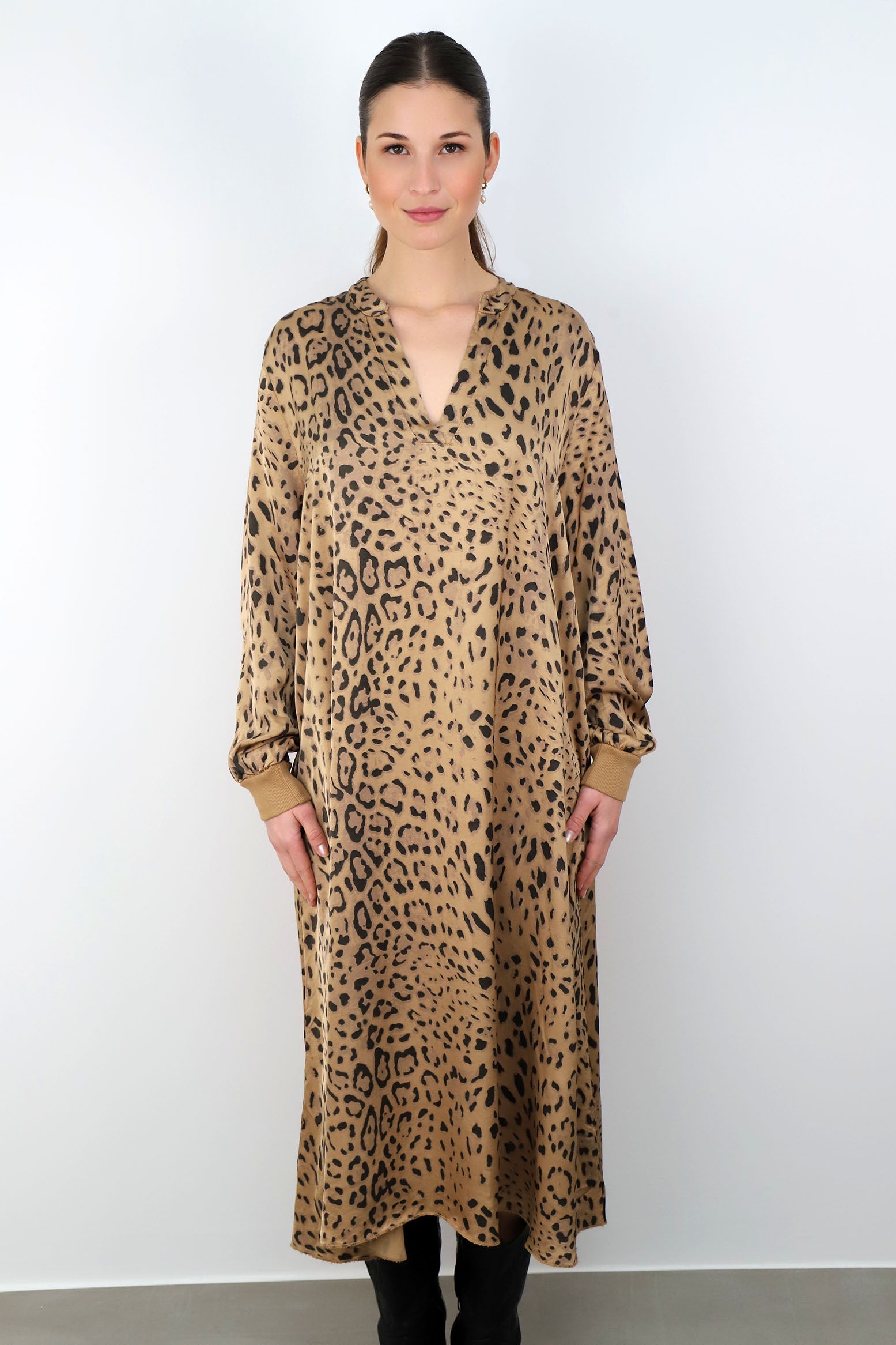 Seiden-Kleid "Leo" - Camel
