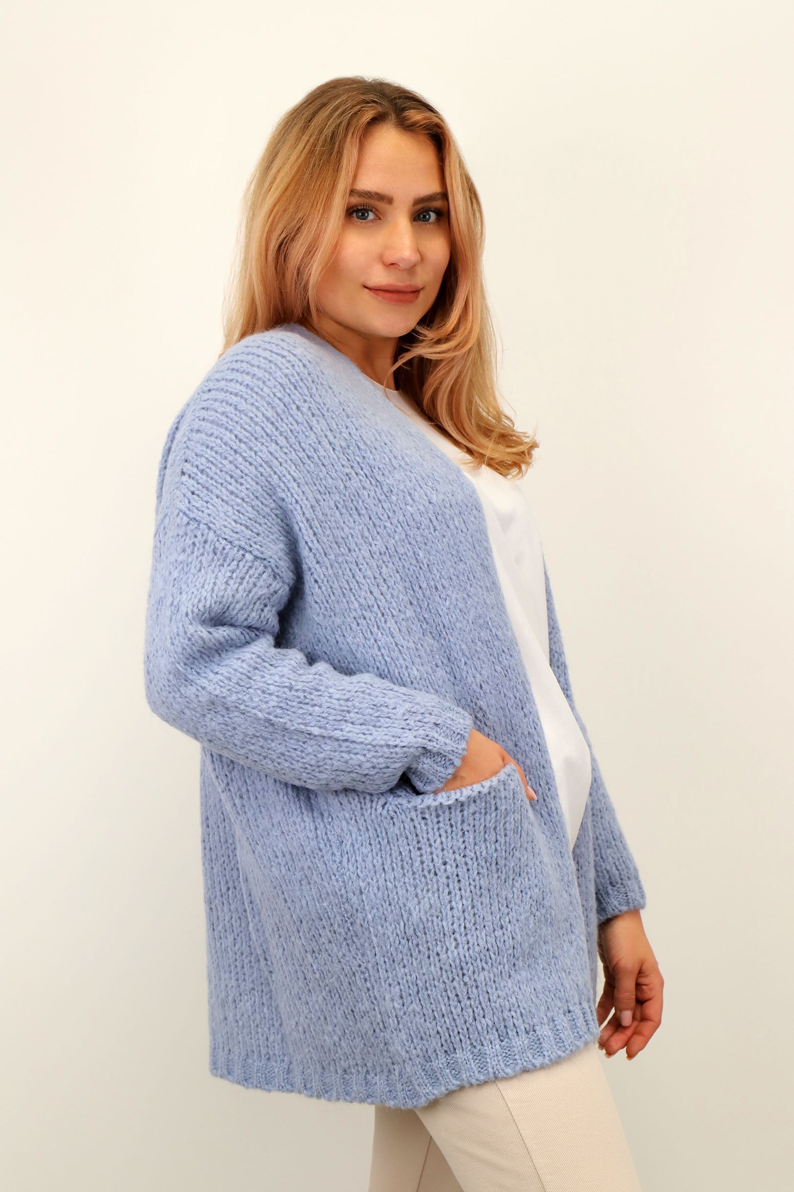 Strickjacke "Vintage" - Hellblau
