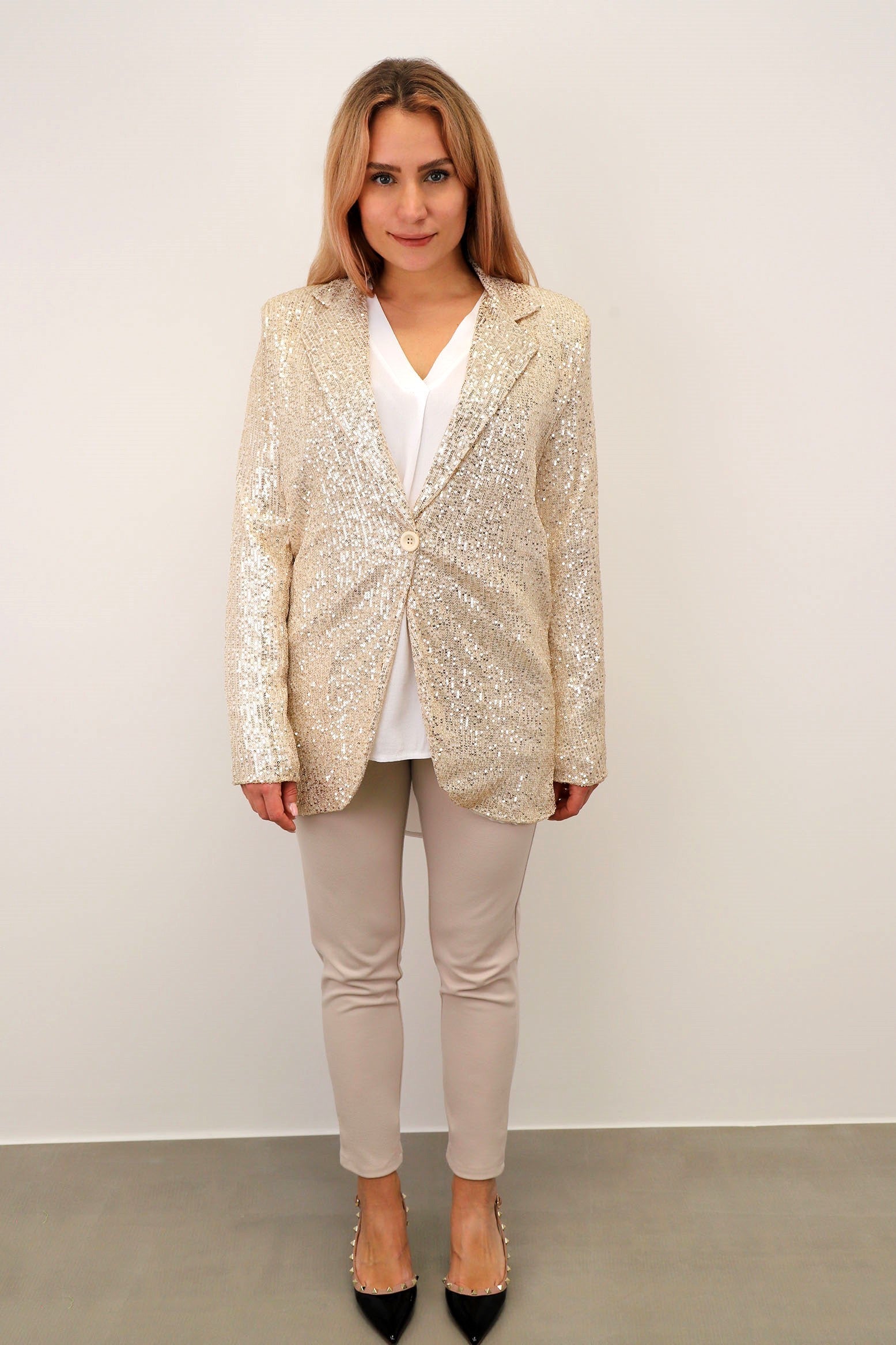 Blazer "Pailletten" - Beige