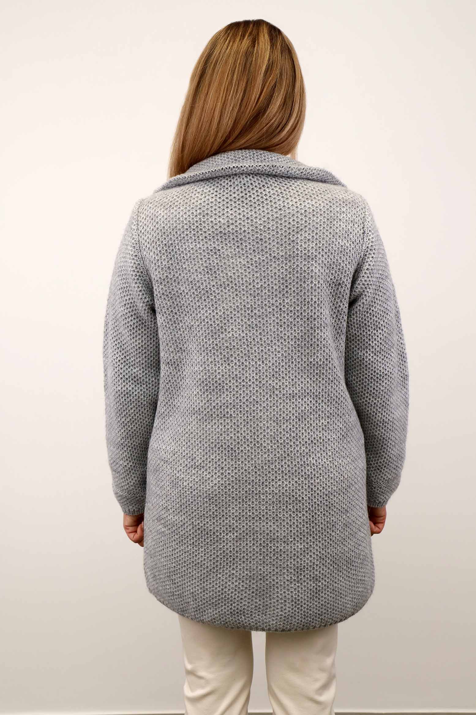Strickjacke mit Revers Kragen - Grau