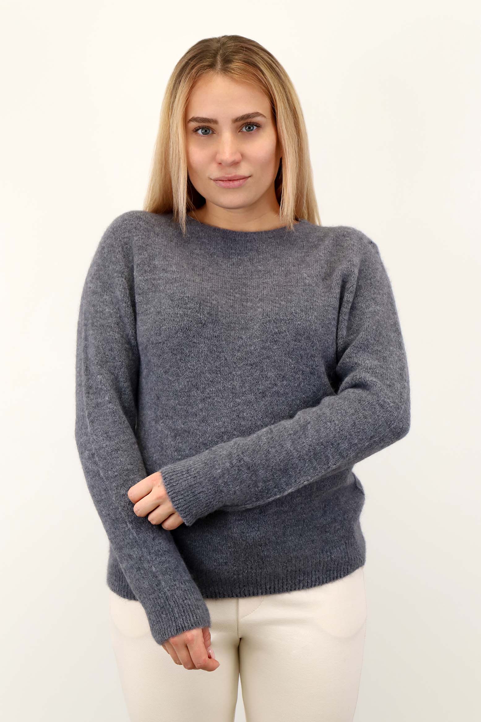 Strickpullover aus Alpaka & Wolle - Grau