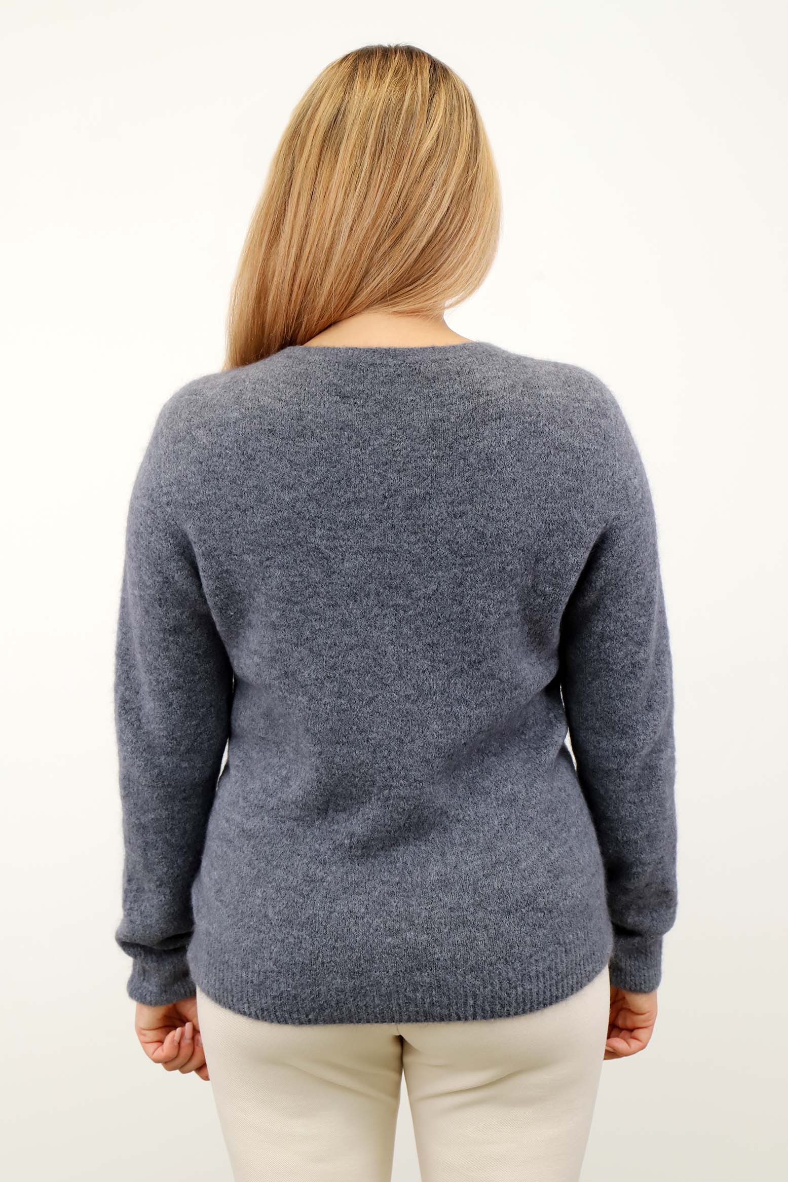 Strickpullover aus Alpaka & Wolle - Grau