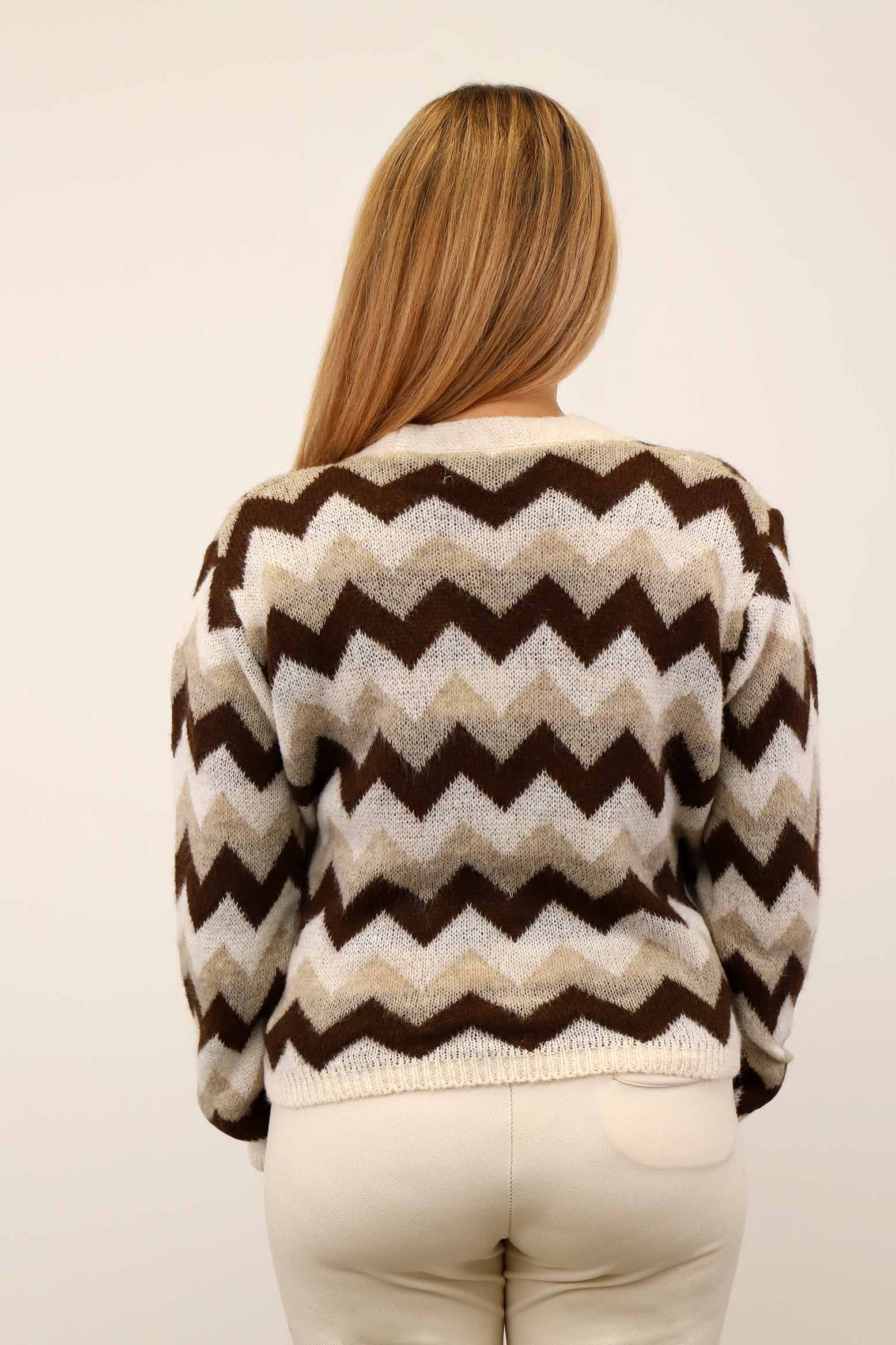 Strickjacke Muster - Beige/Braun