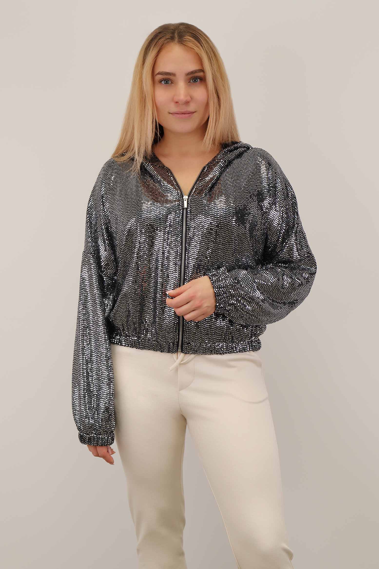 Jacke mit Glitzer - Silber