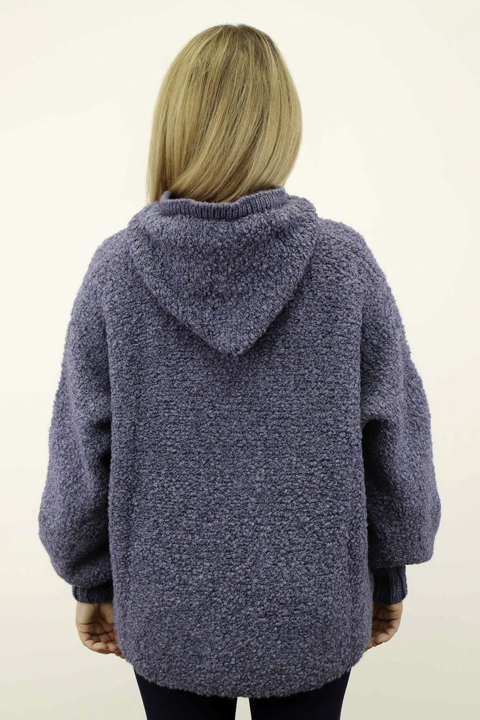 Pullover "Bouclee mit Kapuze" - Blau