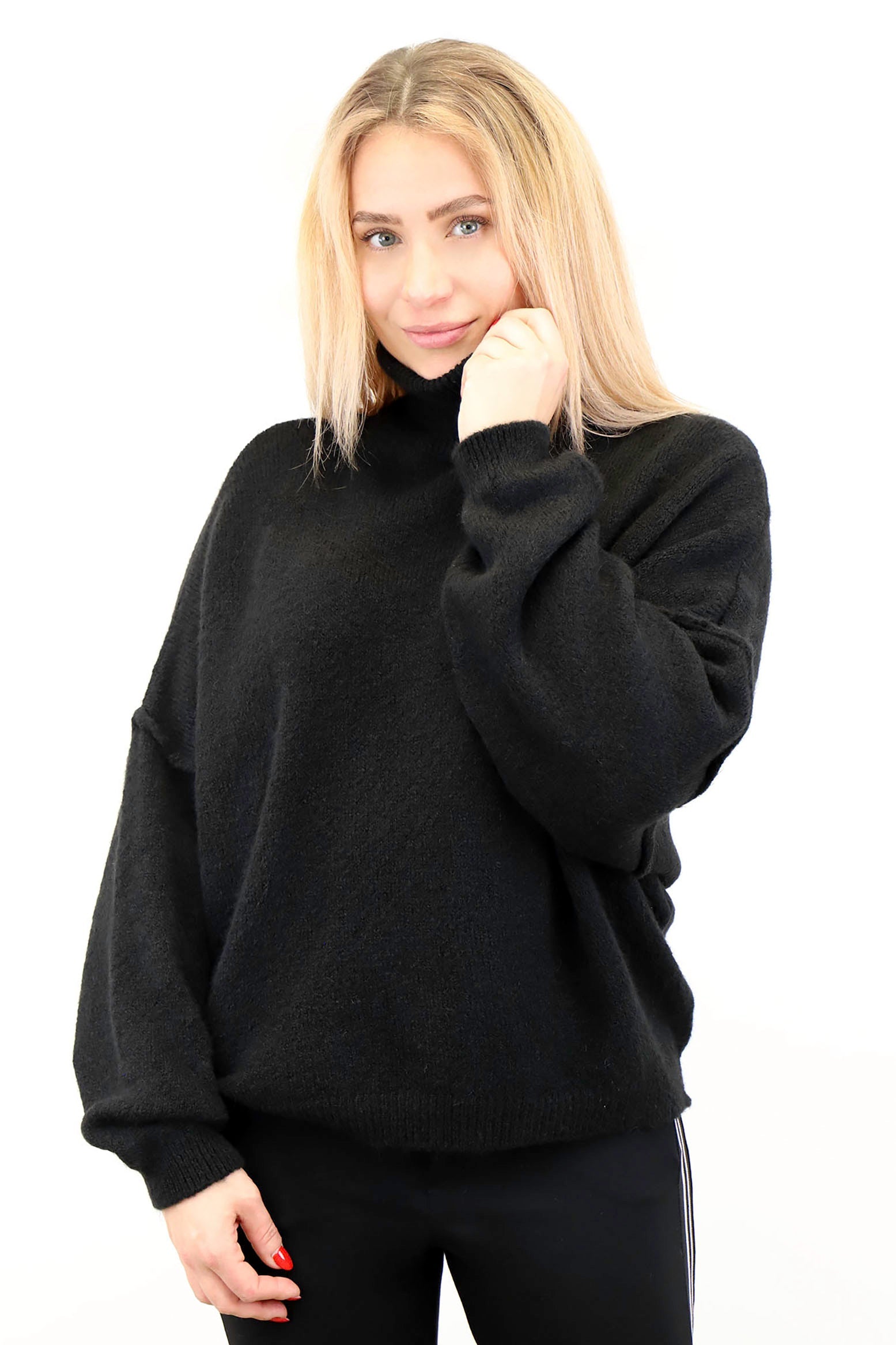 Pullover Rollkragen "Naht" - Schwarz