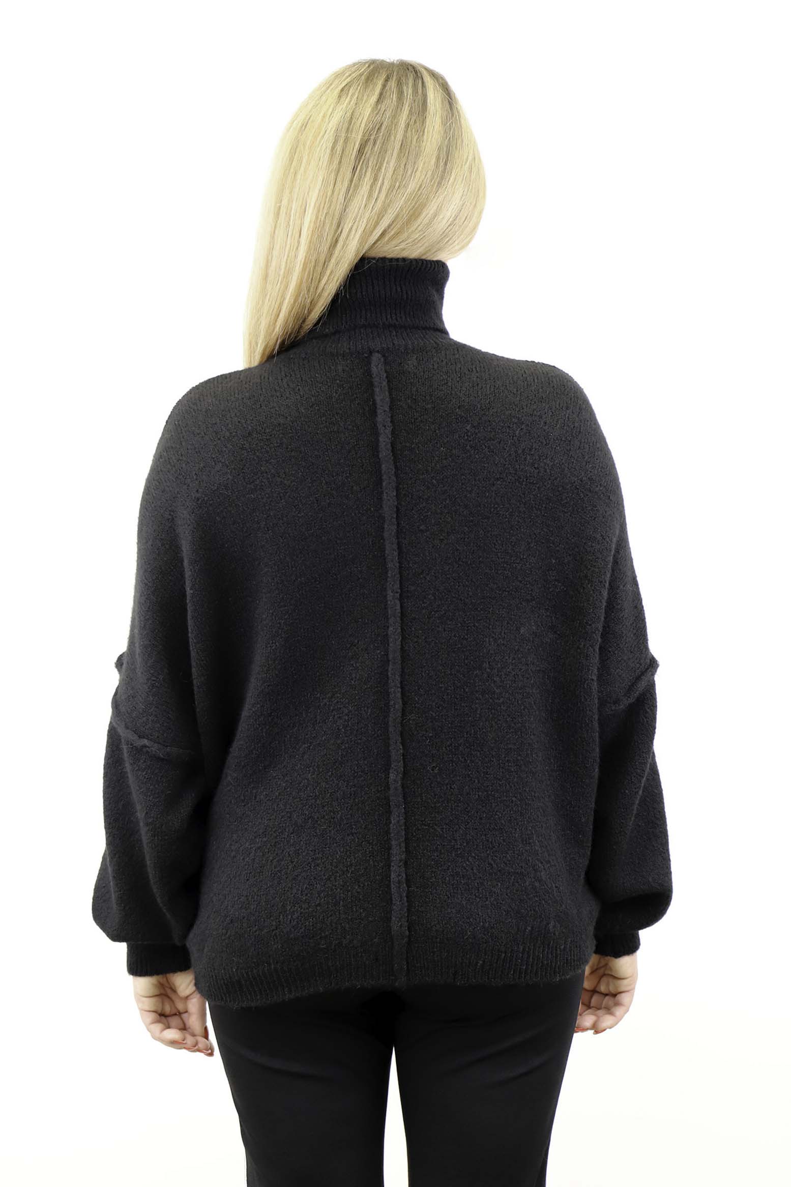 Pullover Rollkragen "Naht" - Schwarz