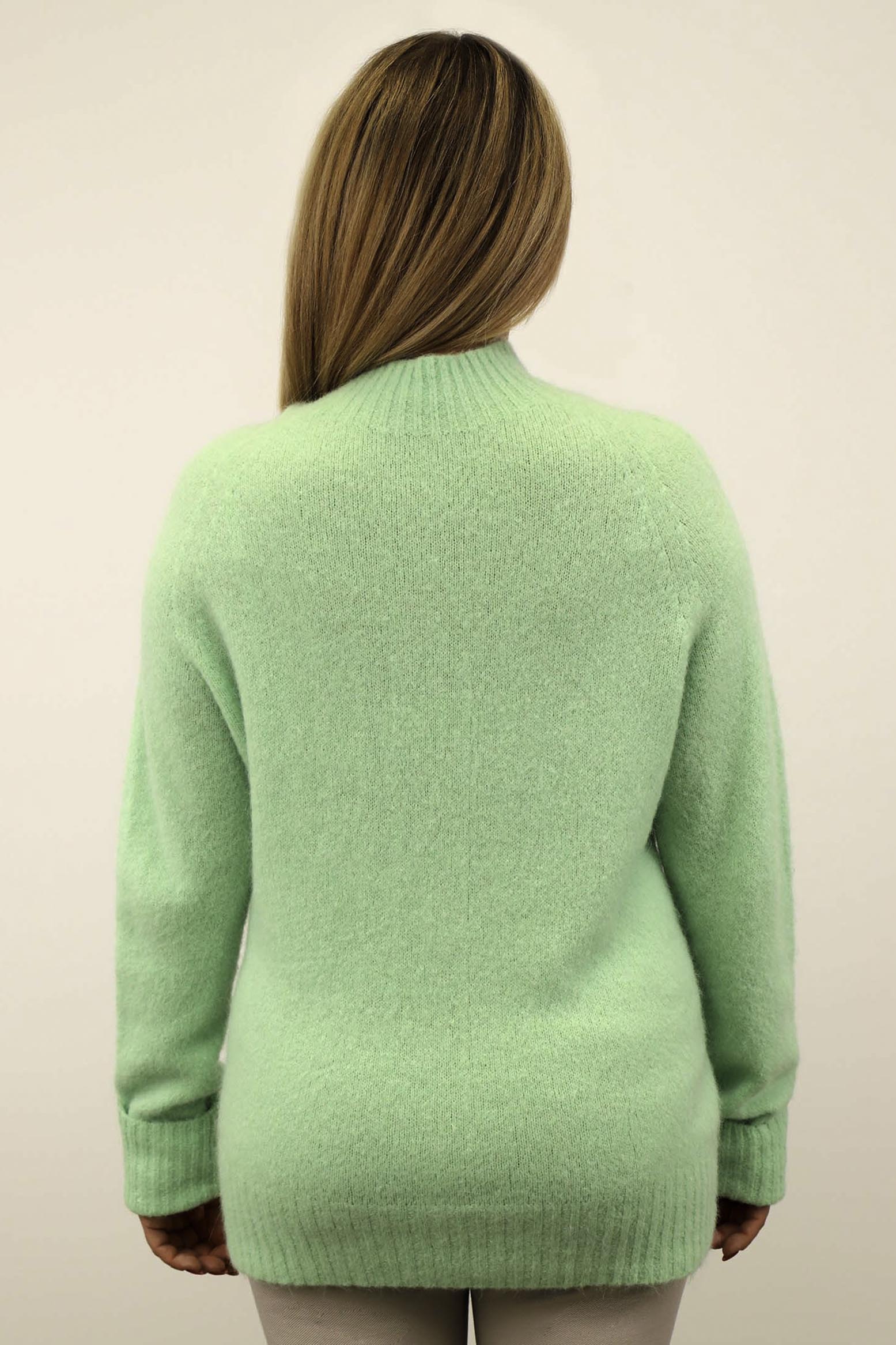 Strickpullover aus Alpaka und Wolle "Design" - Hellgrün