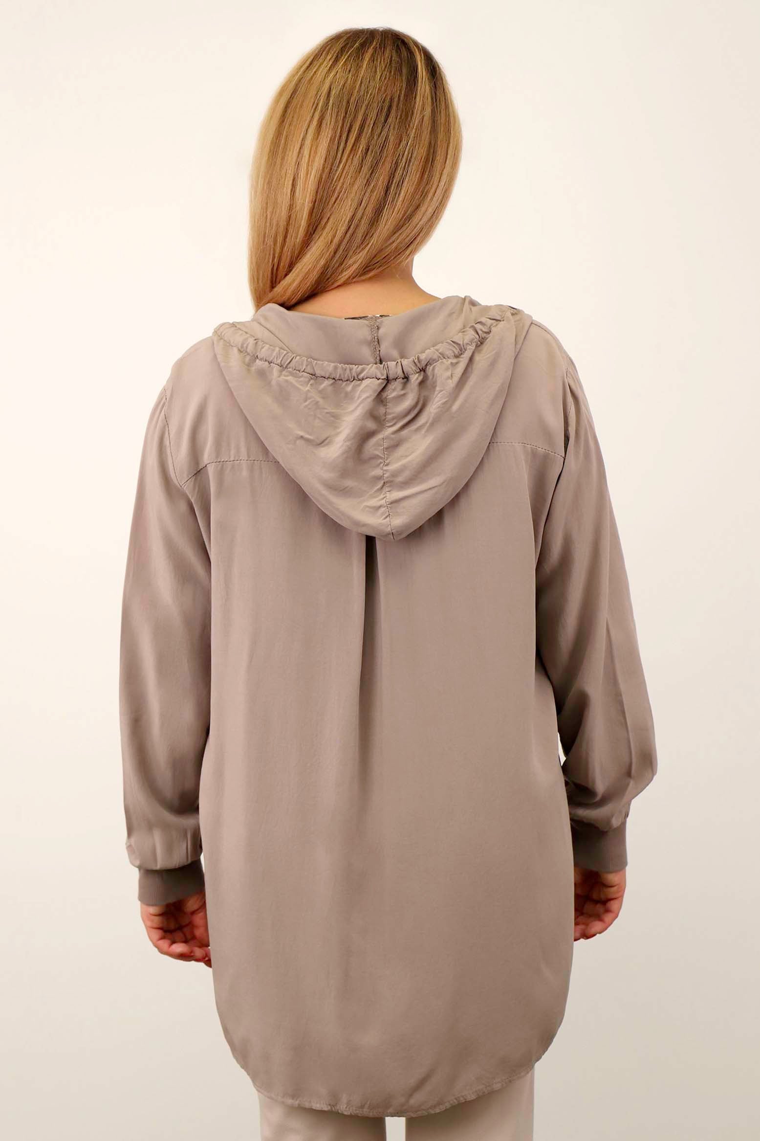 Bluse mit Knopfleiste - Taupe