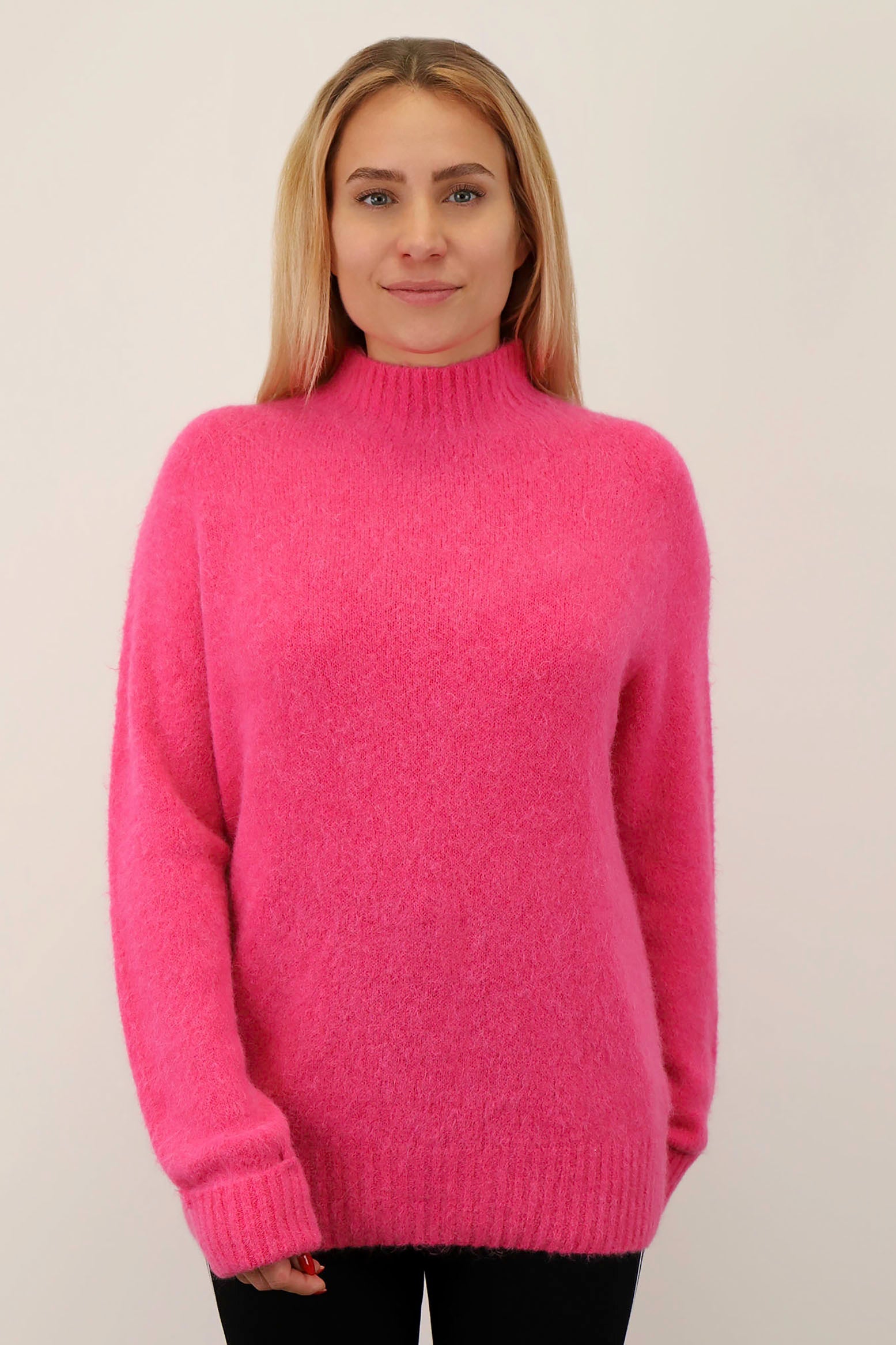 Strickpullover aus Alpaka und Wolle "Design" - Pink