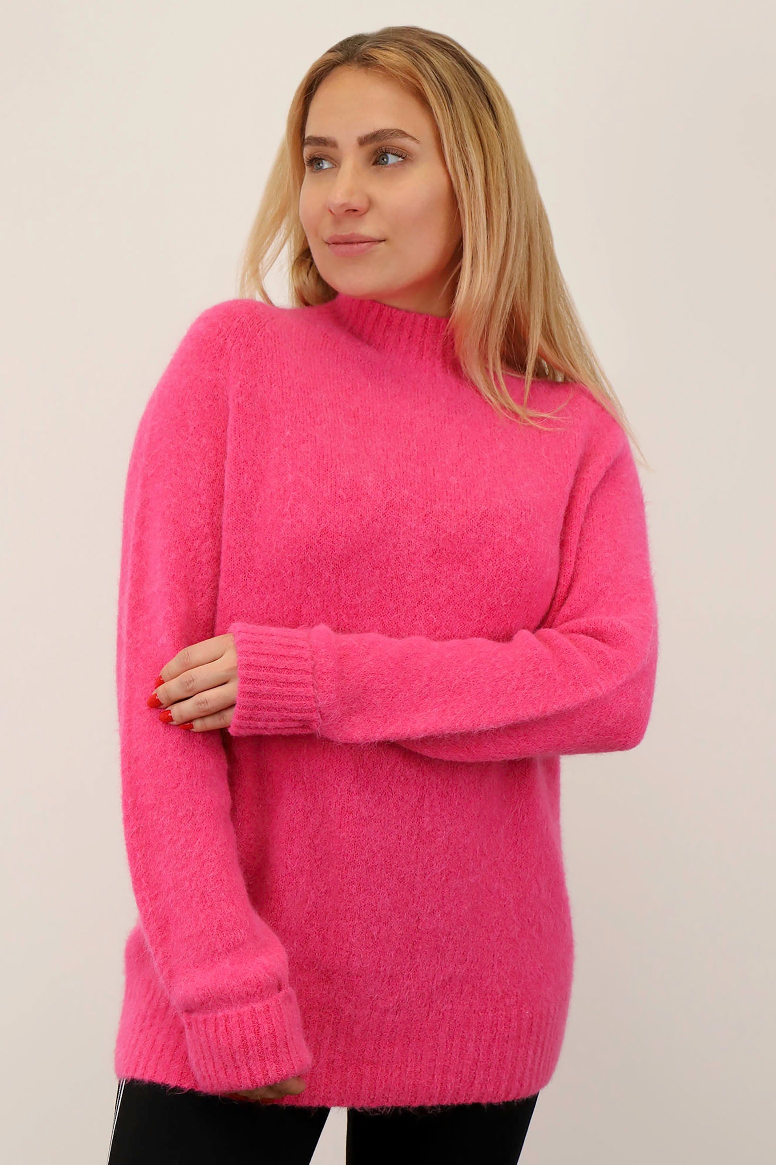 Strickpullover aus Alpaka und Wolle "Design" - Pink