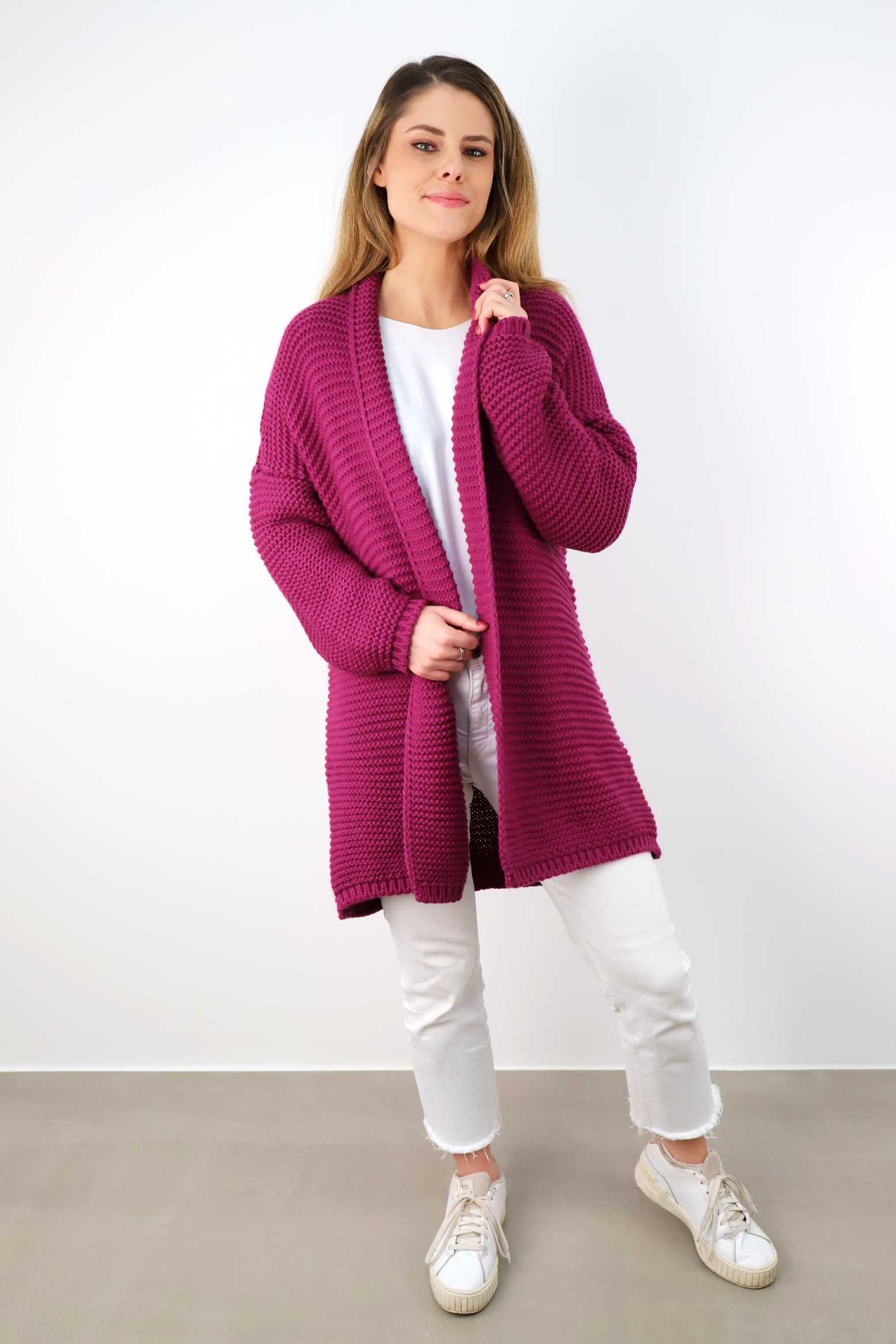 Strickjacke "Grobstrick" - Beere