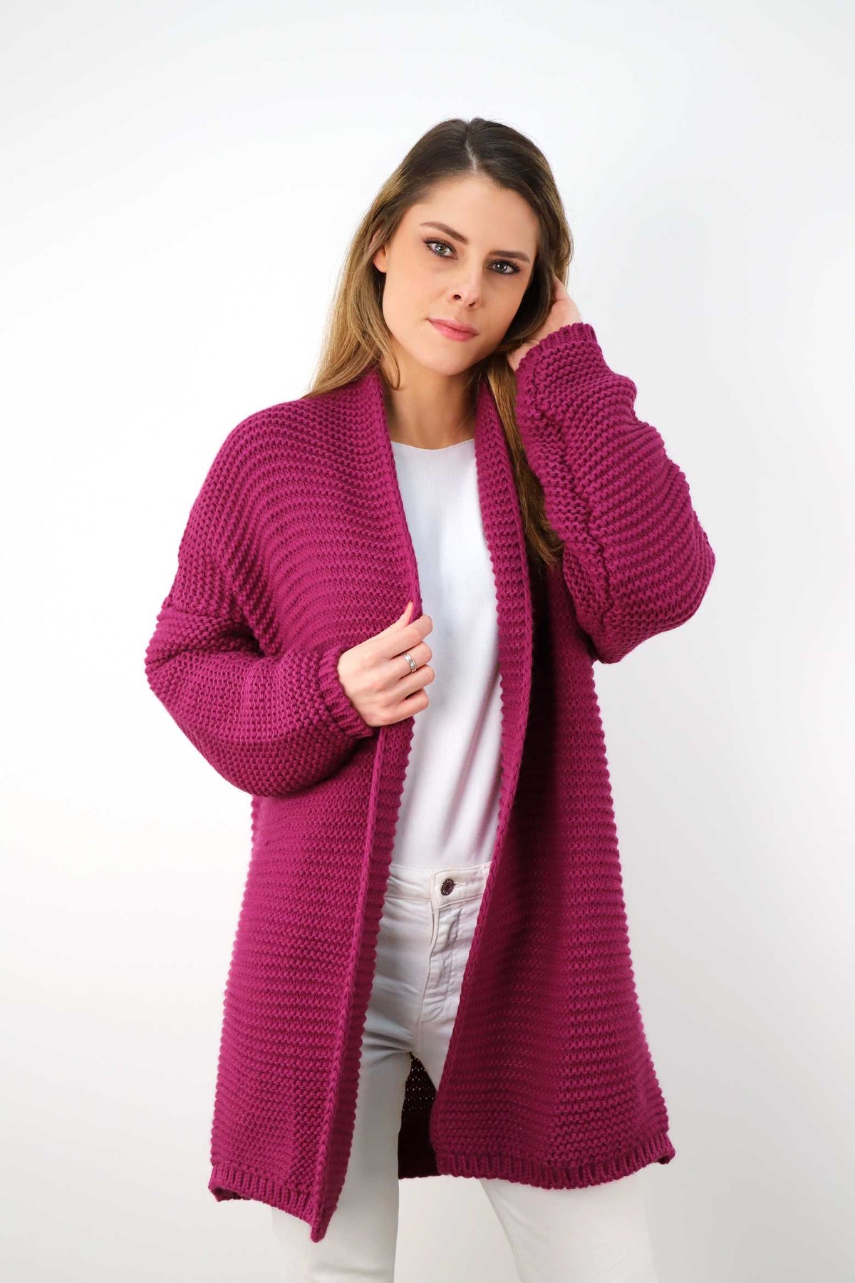 Strickjacke "Grobstrick" - Beere