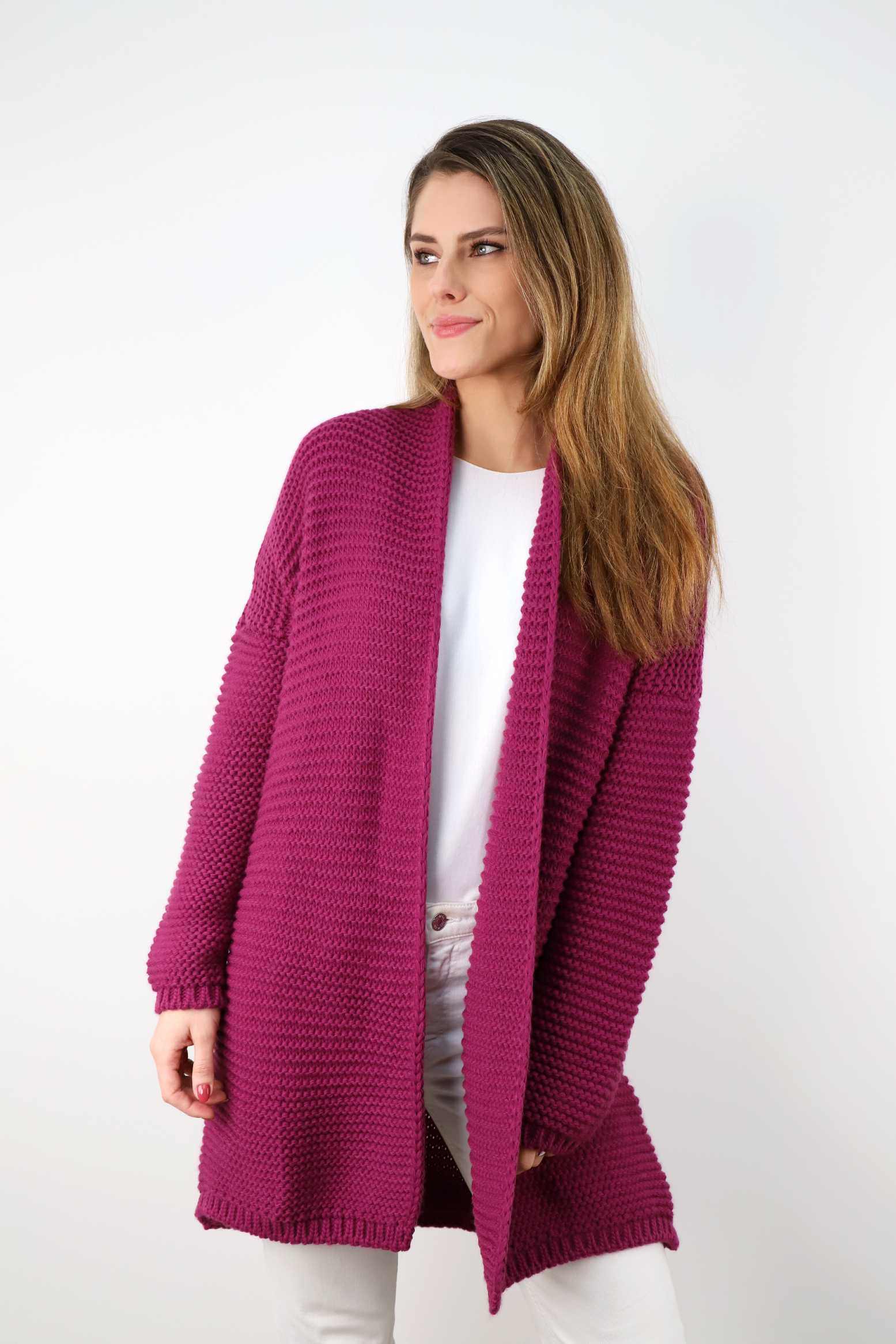 Strickjacke "Grobstrick" - Beere