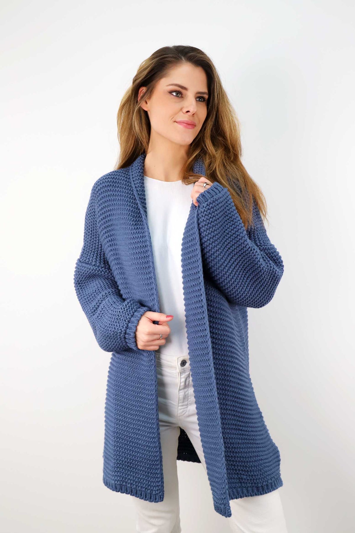 Strickjacke "Grobstrick" - Hellblau (etwas heller als auf dem Bild)