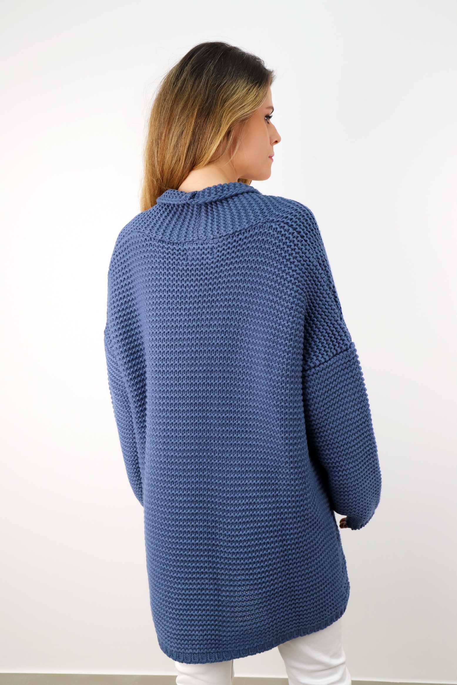 Strickjacke "Grobstrick" - Hellblau (etwas heller als auf dem Bild)