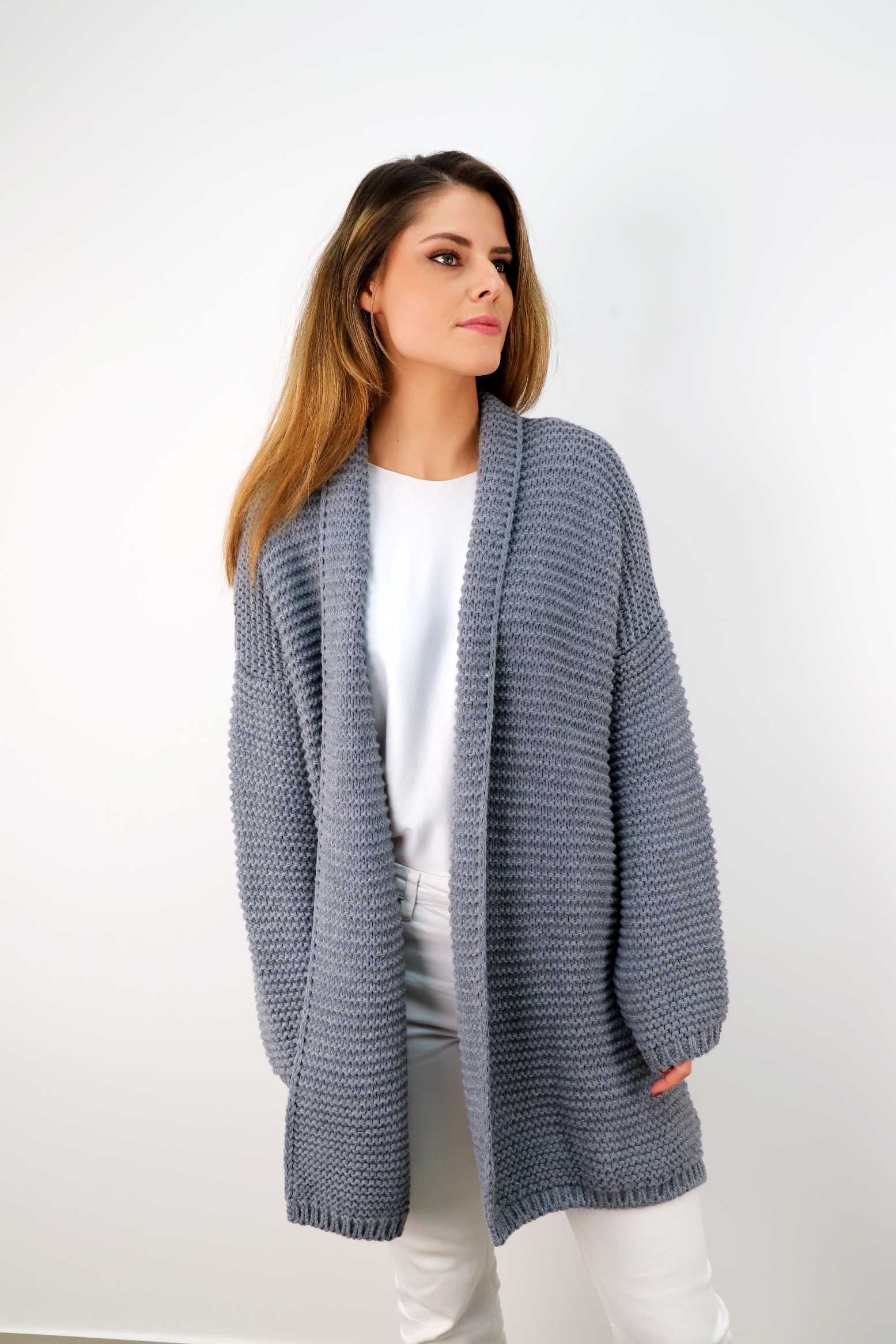Strickjacke "Grobstrick" - Grau