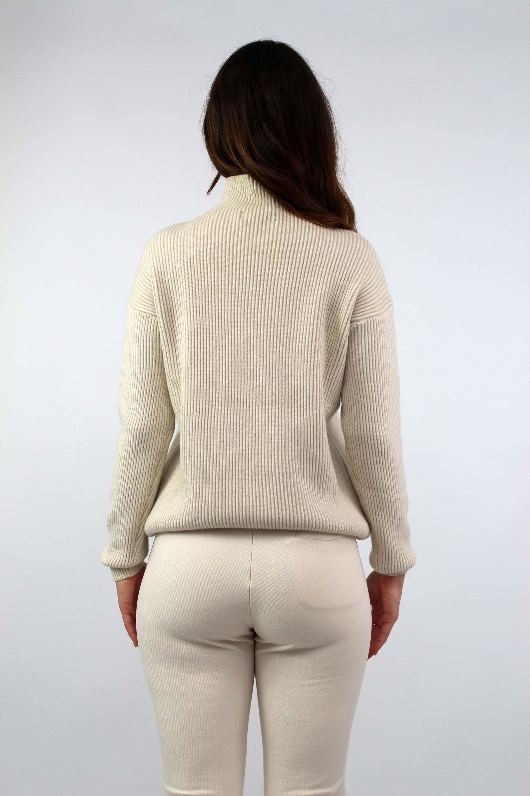 Pullover mit Stehkragen - Beige