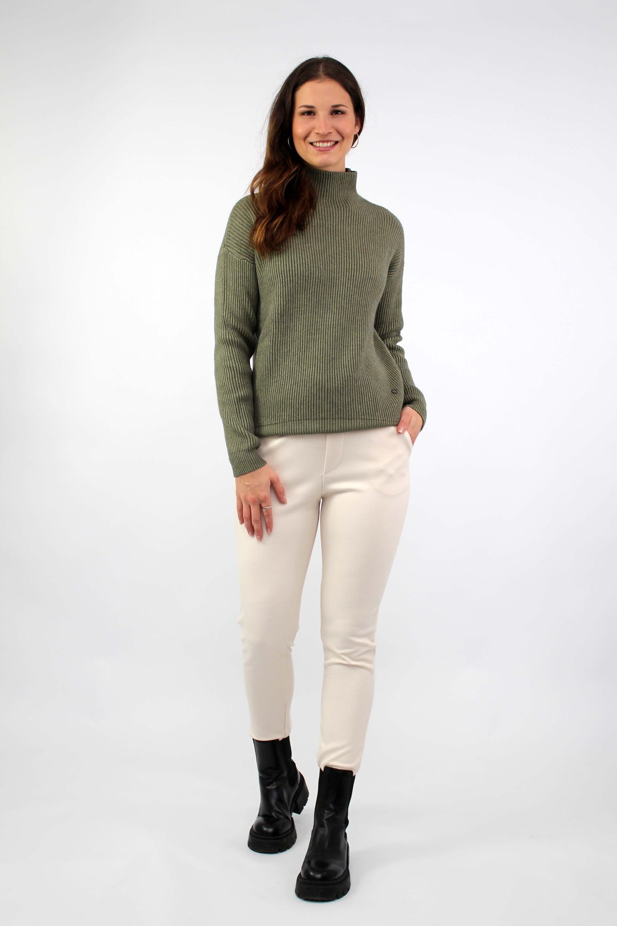 Pullover mit Stehkragen - Khaki