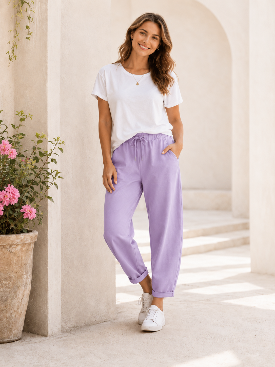 Stilvolle Barrel Joggpants - Flieder