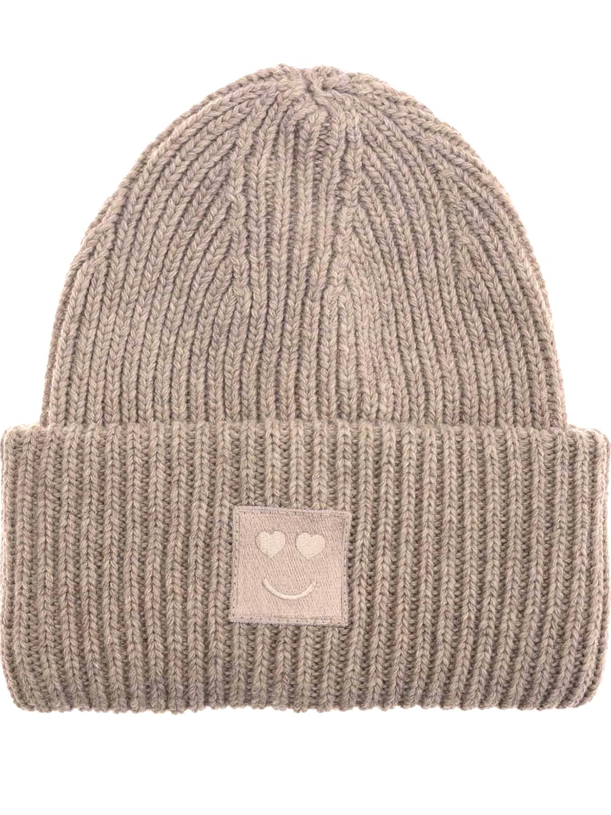 Zwillingsherz - Mütze mit Umschlag "Smile" - Beige