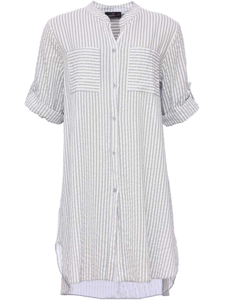 Zwillingsherz - Longbluse Kida (Streifen) - Grau