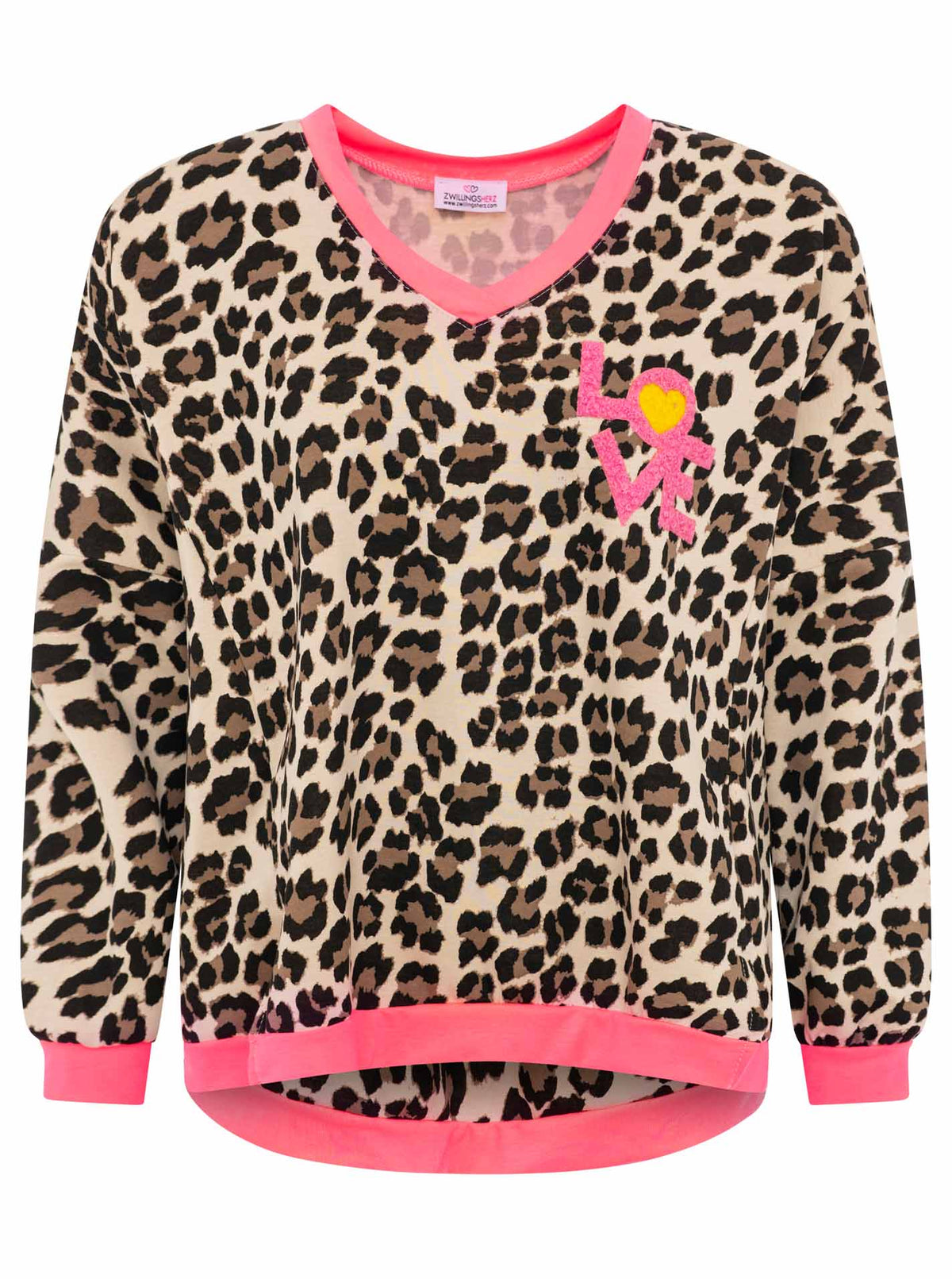 Zwillingsherz - Sweat Pullover "Neon Leo" - Beige/Pink
