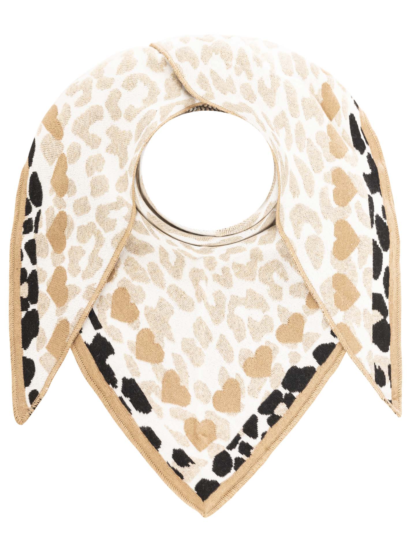 Zwillingsherz - Dreieckstuch "Leo & Herz" Baumwolle - Beige/Schwarz