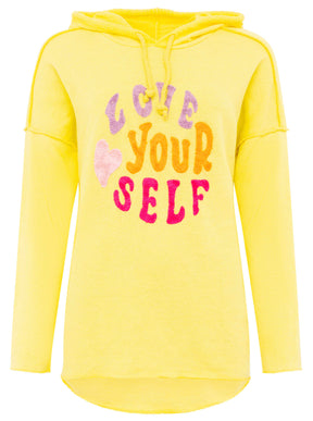 Zwillingsherz - Made in Italy Hoodie "Love Yourself" - Lime/Pink