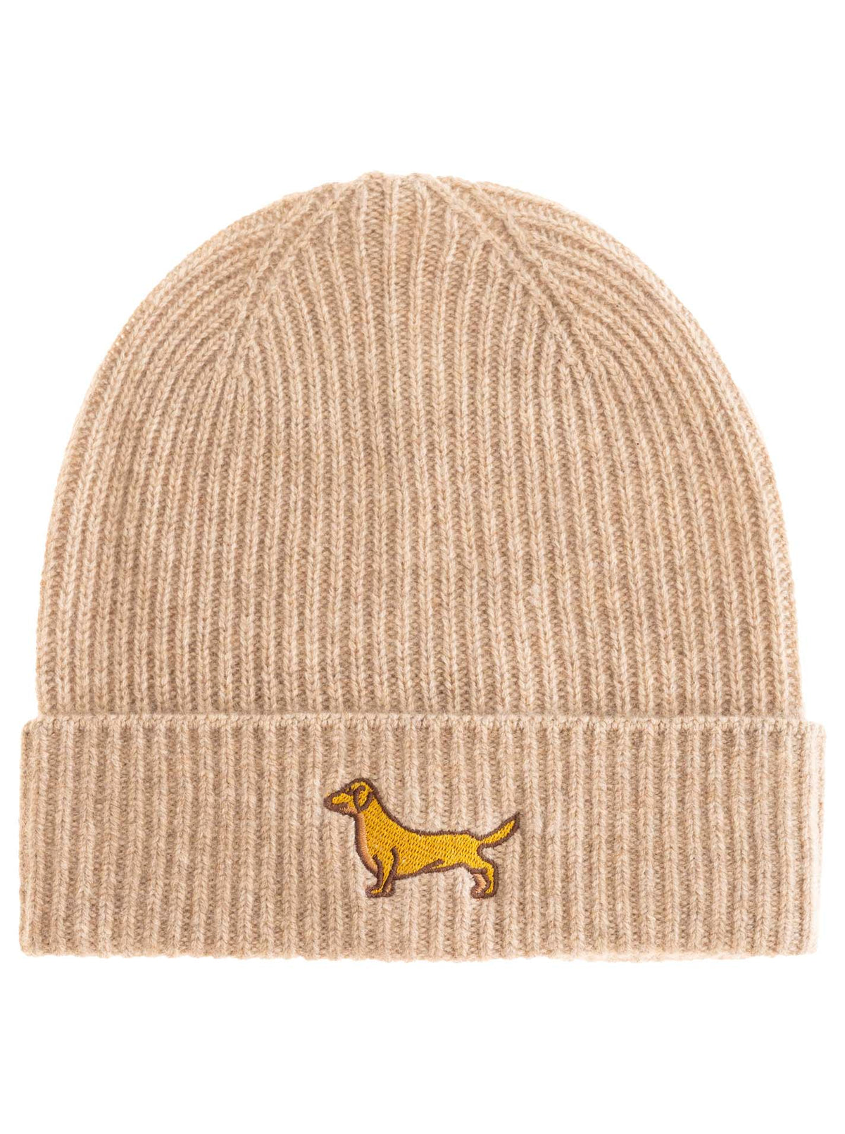 Zwillingsherz - 100% Cashmere Mütze Dackel - Beige