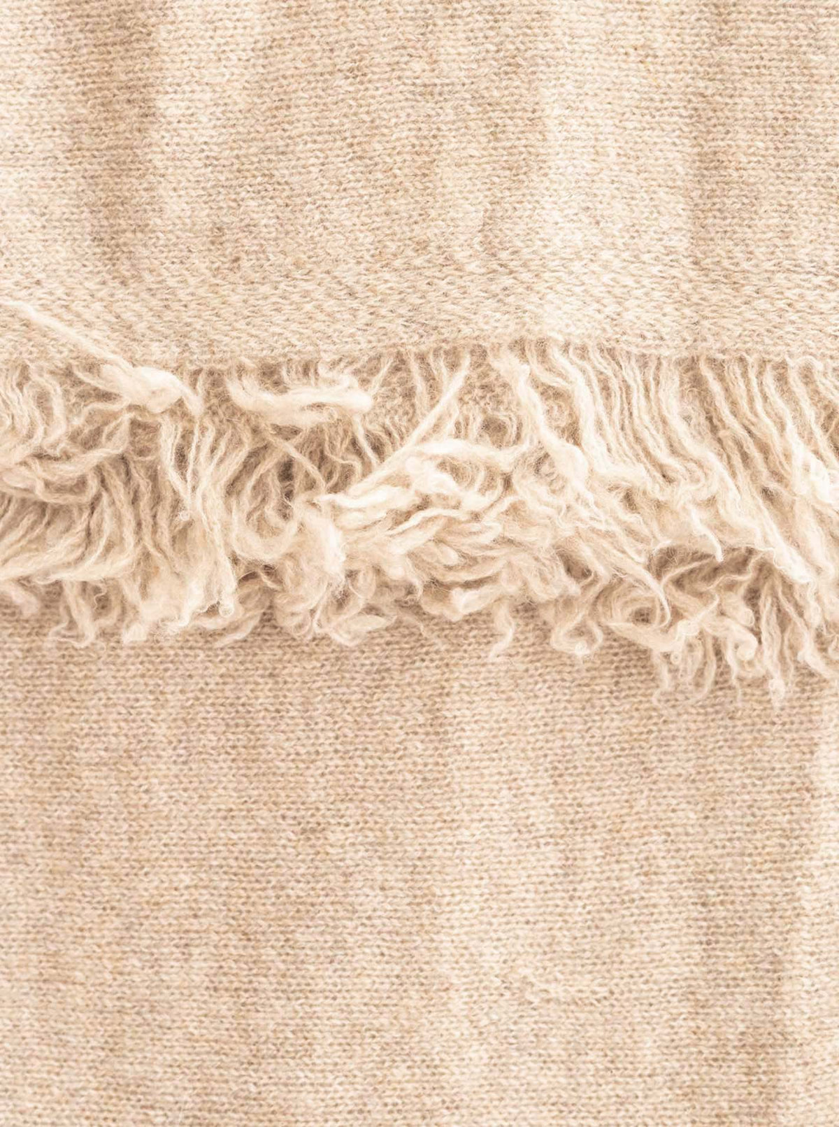 Zwillingsherz 100% Cashmere/Kaschmir Fransenschal - Mittelbeige