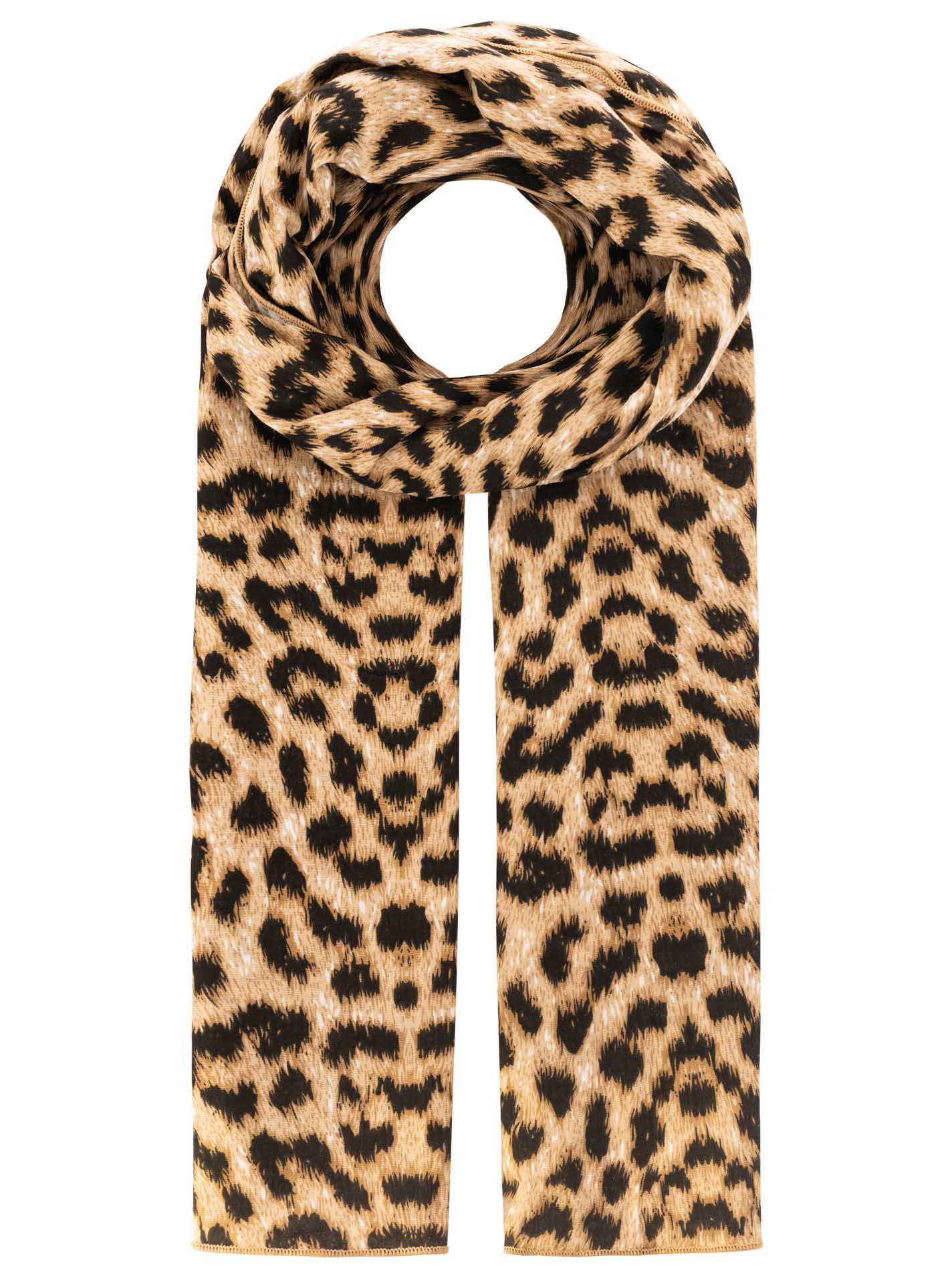 Zwillingsherz - XXL Schal Musselin Leo Baumwolle - Beige/Schwarz