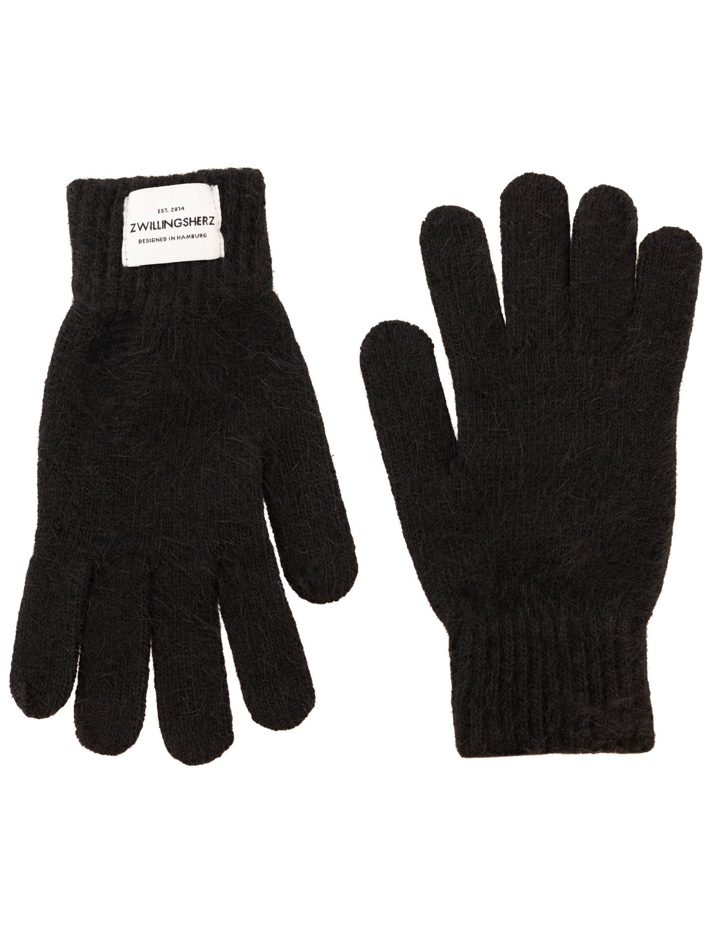 Zwillingsherz - Woll Handschuhe mit Kaschmir - Schwarz