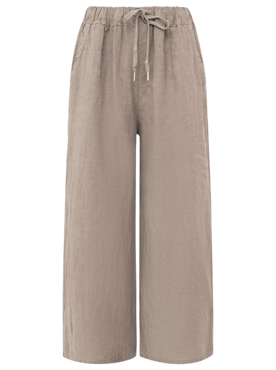 Zwillingsherz Made in italy Leinen Hose - Taupe