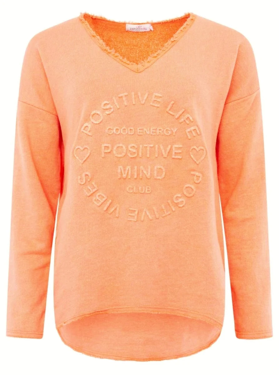 Zwillingsherz -  Sweatshirt "Positive Mind" - Hell Orange