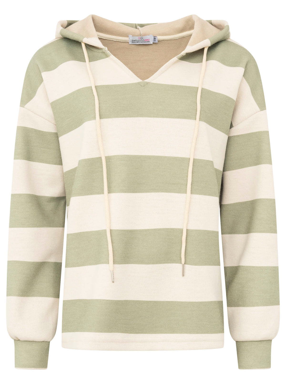 Zwillingsherz - Hoodie Streifen - Salbei