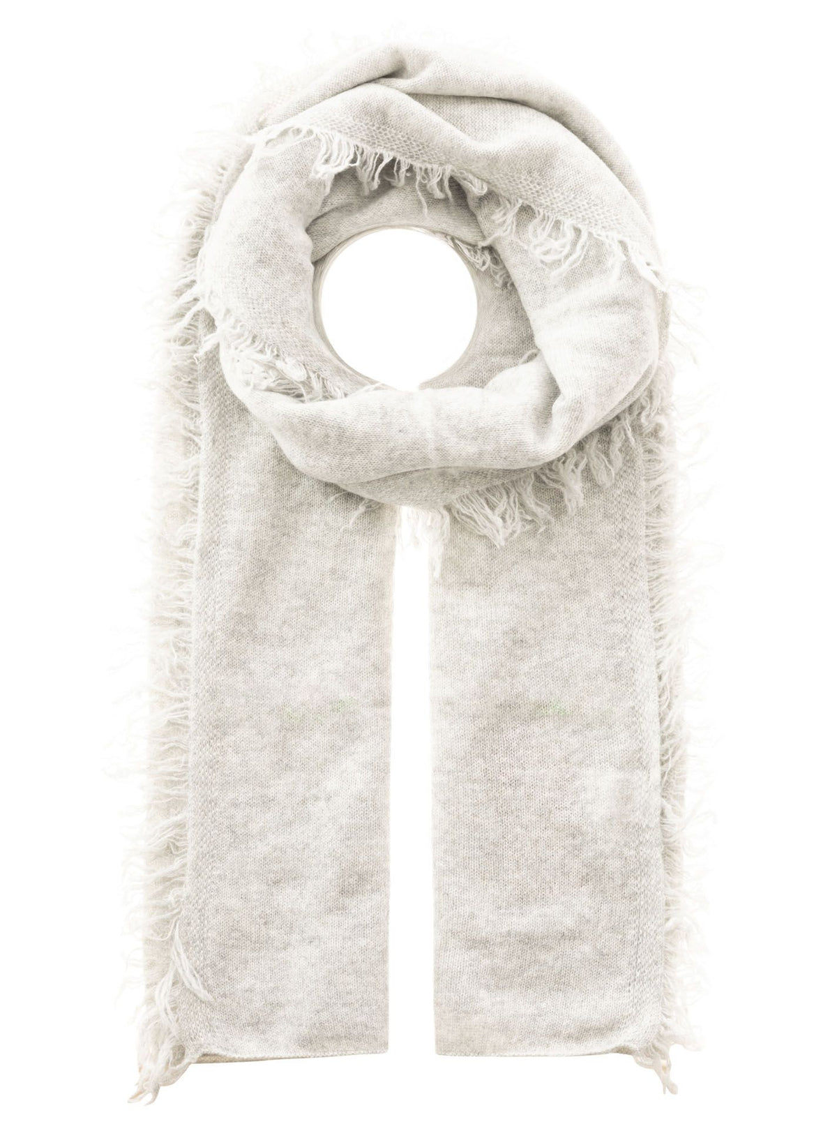 Zwillingsherz 100% Cashmere/Kaschmir Fransenschal - Hellgrau