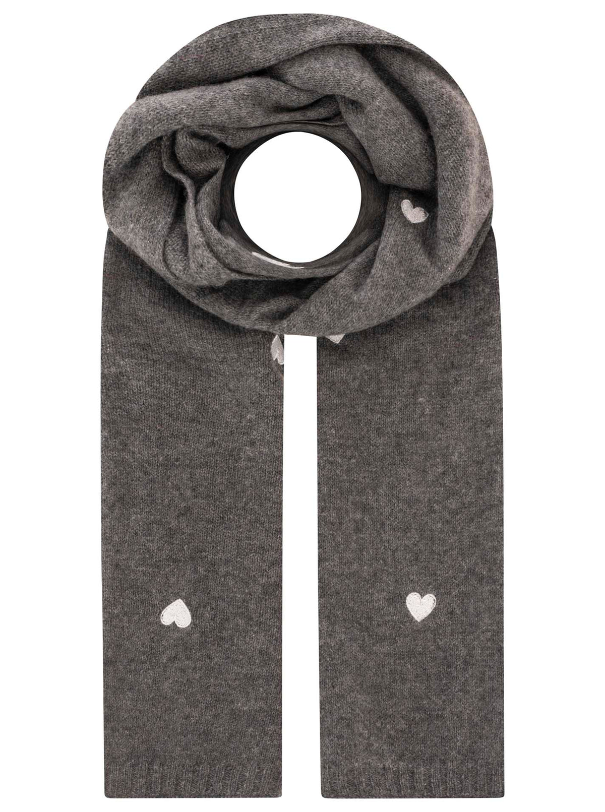 Zwillingsherz 100% Cashmere Schal "Herzchen" - Mittelgrau