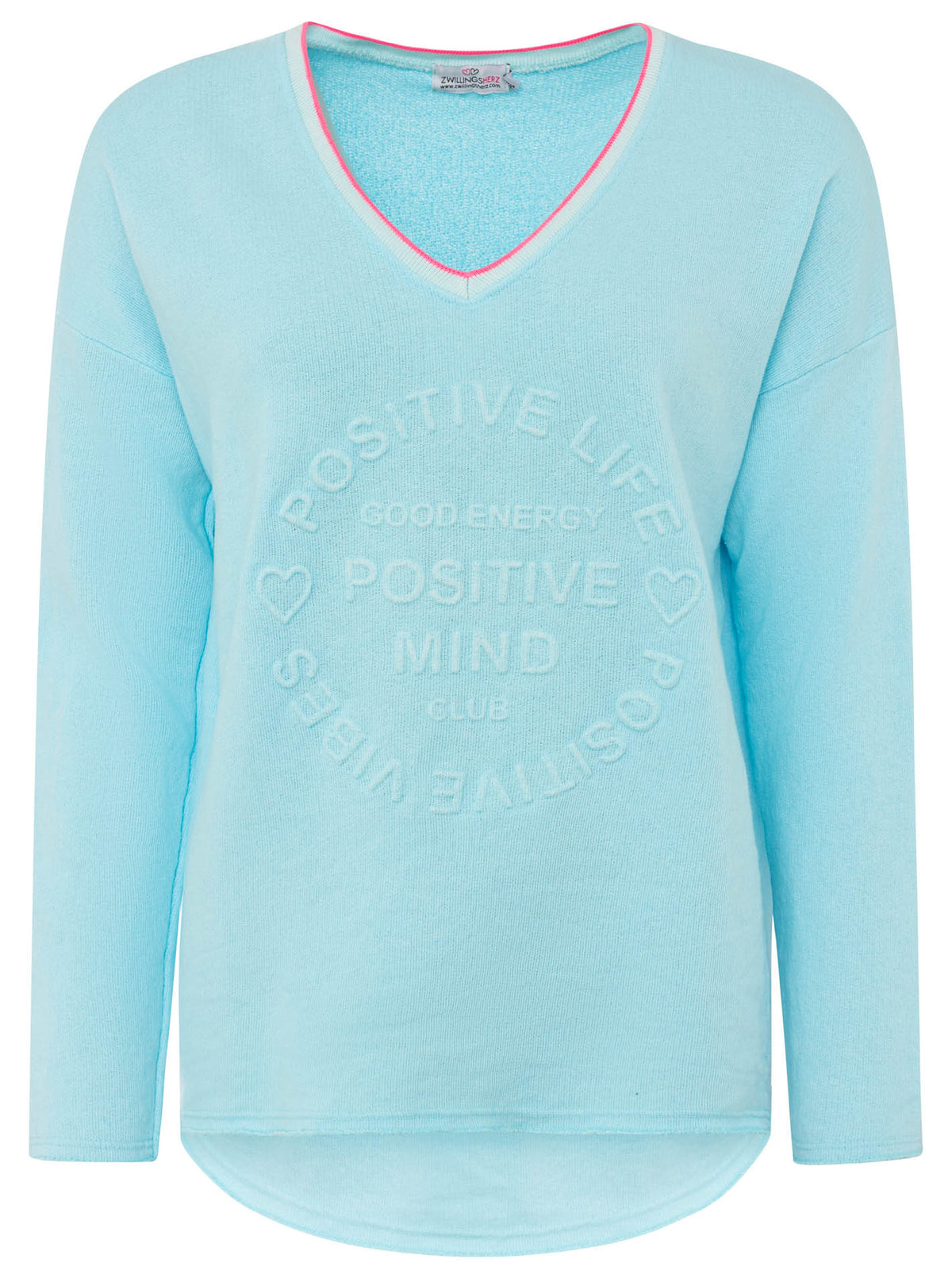 Zwillingsherz -  Sweatshirt "Positive Mind" - Hellblau/Pink