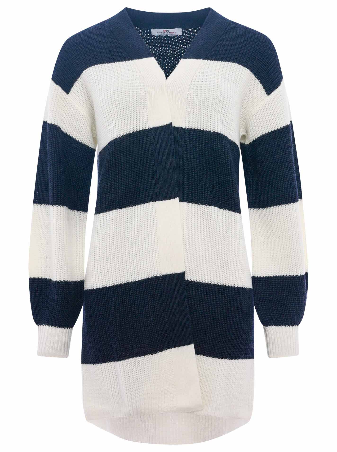 Zwillingsherz - Hochwertiger Cardigan Streifen Katja - Dunkelblau/Weiß