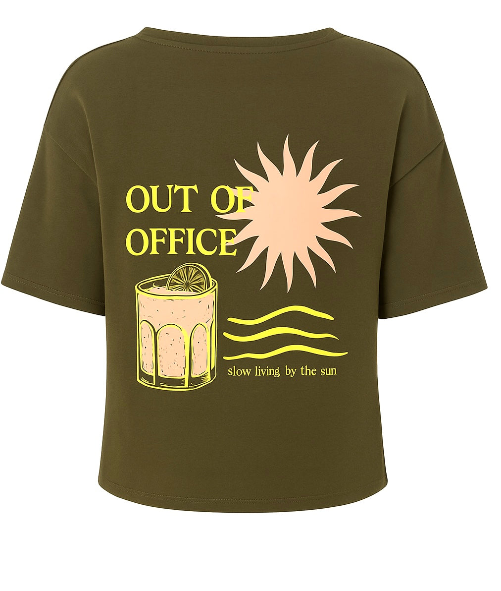 T-Shirt „Out of Office“ - Khaki